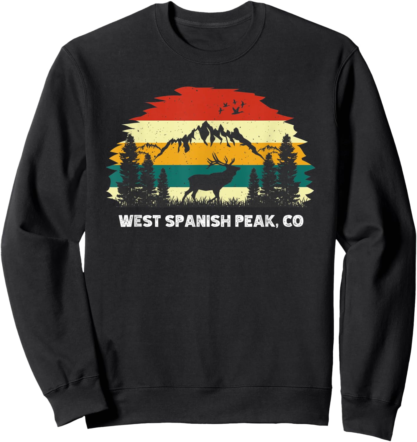 West Spanish Peak, CO mountain hiking nature outdoor camping Sweatshirt - Sweatshirt | Black