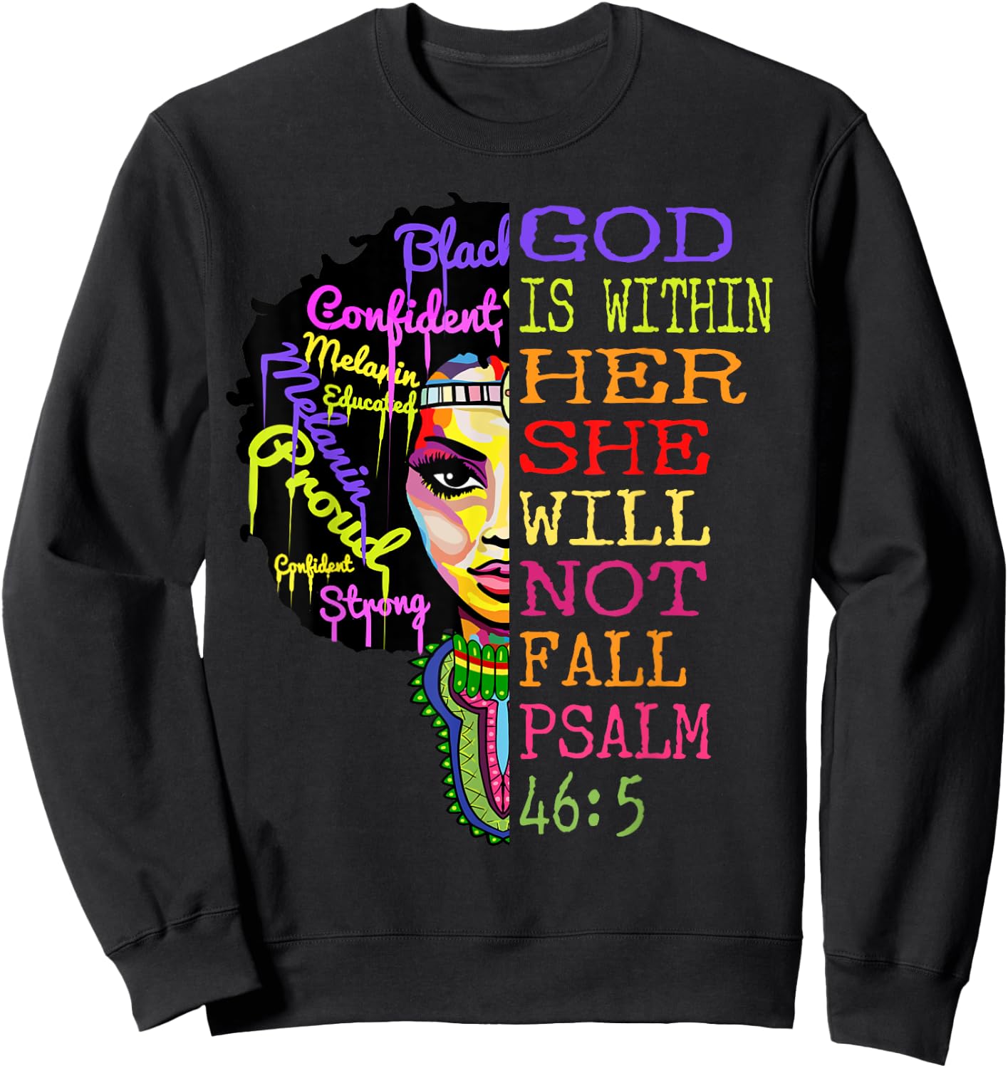 God is Within Her She Will Not Fall Christian Inspirational Sweatshirt - Sweatshirt | Black