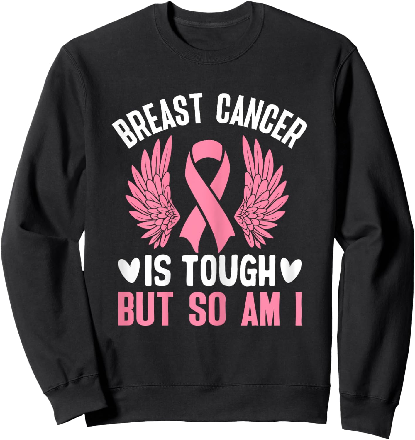 Pink Ribbon Breast Cancer Awareness Breast Cancer Survivor Sweatshirt - Sweatshirt | Black