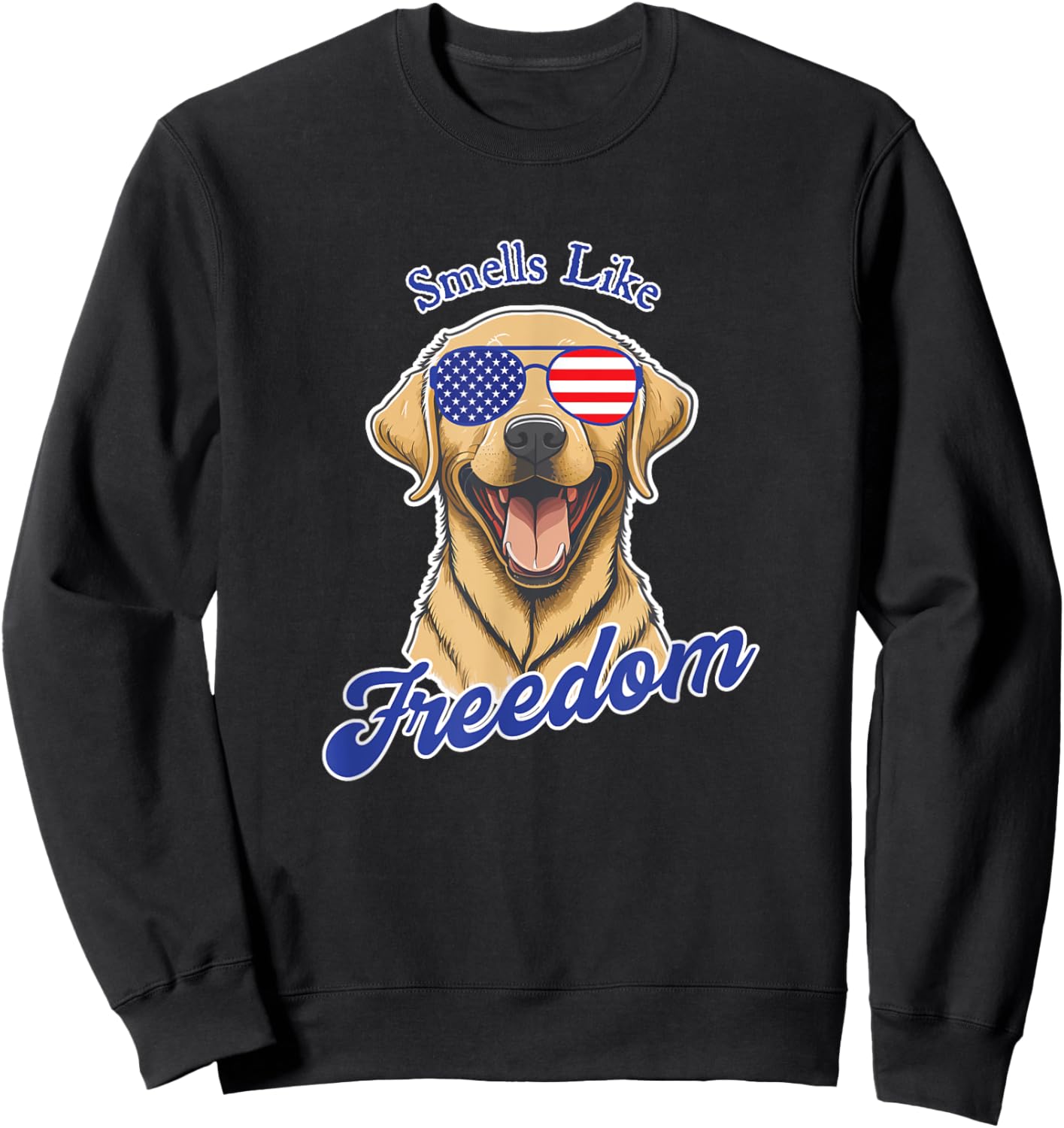 Yellow Lab American Flag Patriotic 4th of July Vintage Men Sweatshirt - Sweatshirt | Black