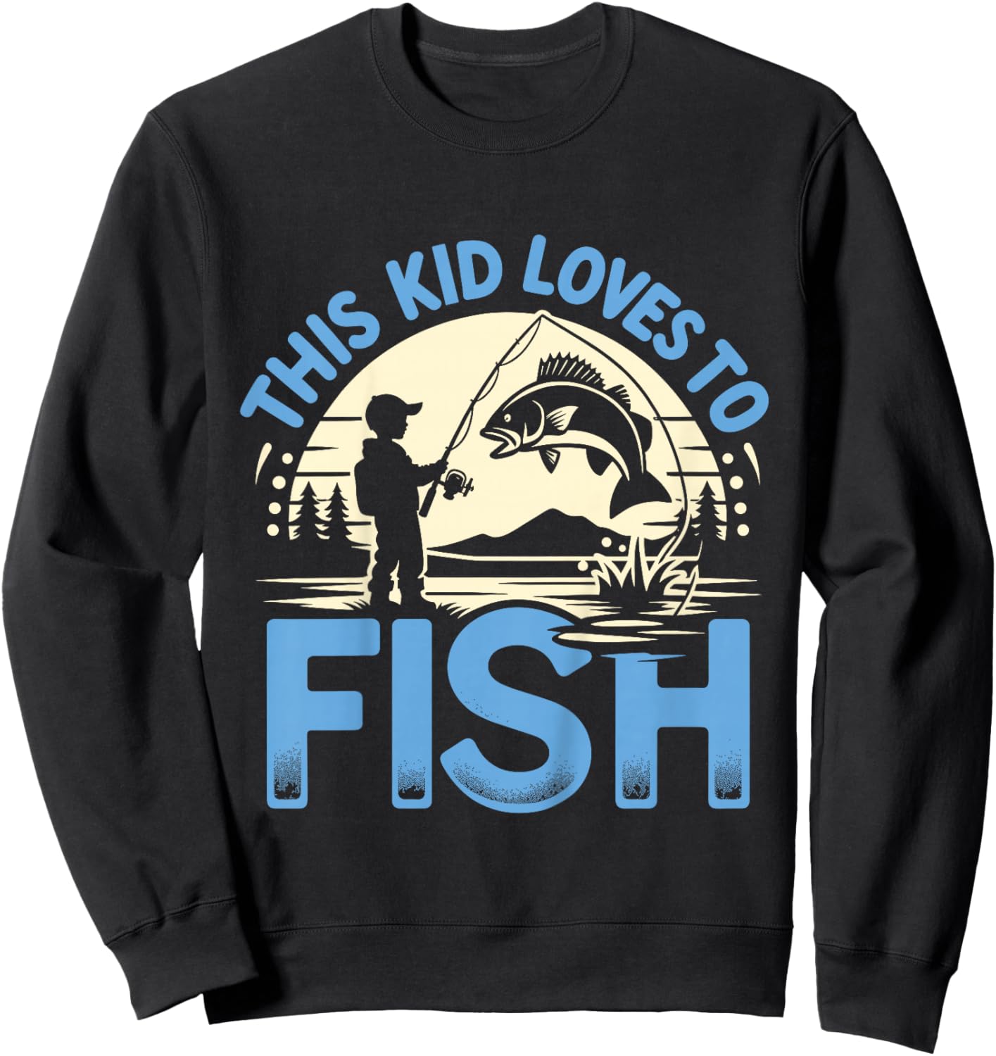 Funny This Kid Loves To Fish Fishing Sweatshirt - Sweatshirt | Black