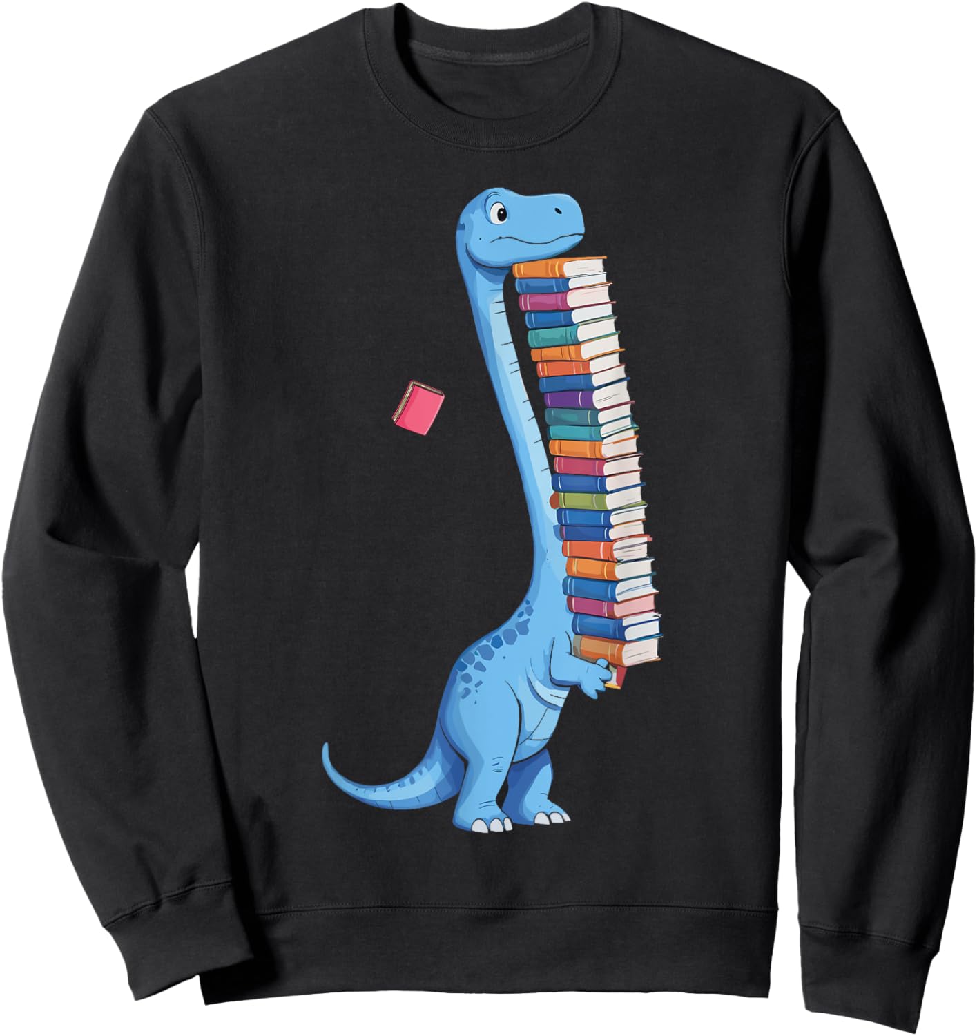 Book Carrying Dinosaur Reading Dino Sweatshirt - Sweatshirt | Black