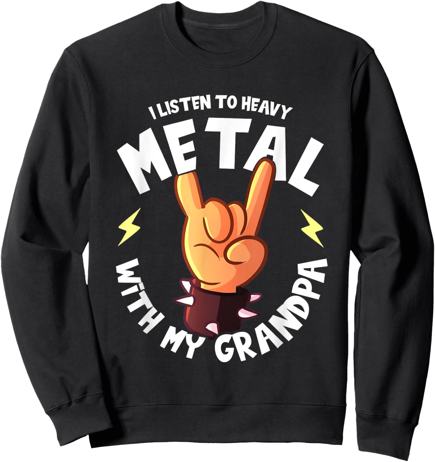 I listen to Heavy Metal with my Grandpa I Funny Kids Sweatshirt - Sweatshirt | Black