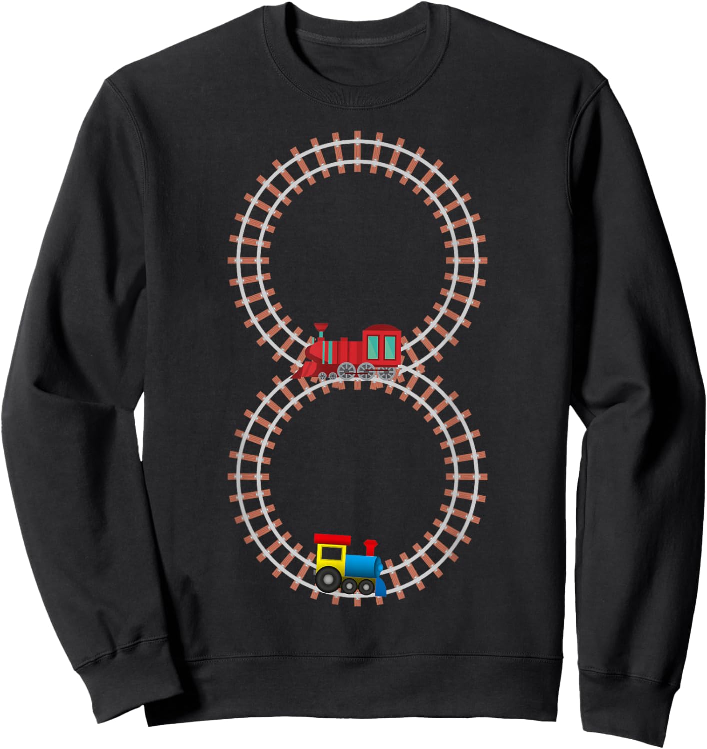 8th Birthday Train Railroad Themed Fun 8 Years Old Boy Train Sweatshirt - Sweatshirt | Black