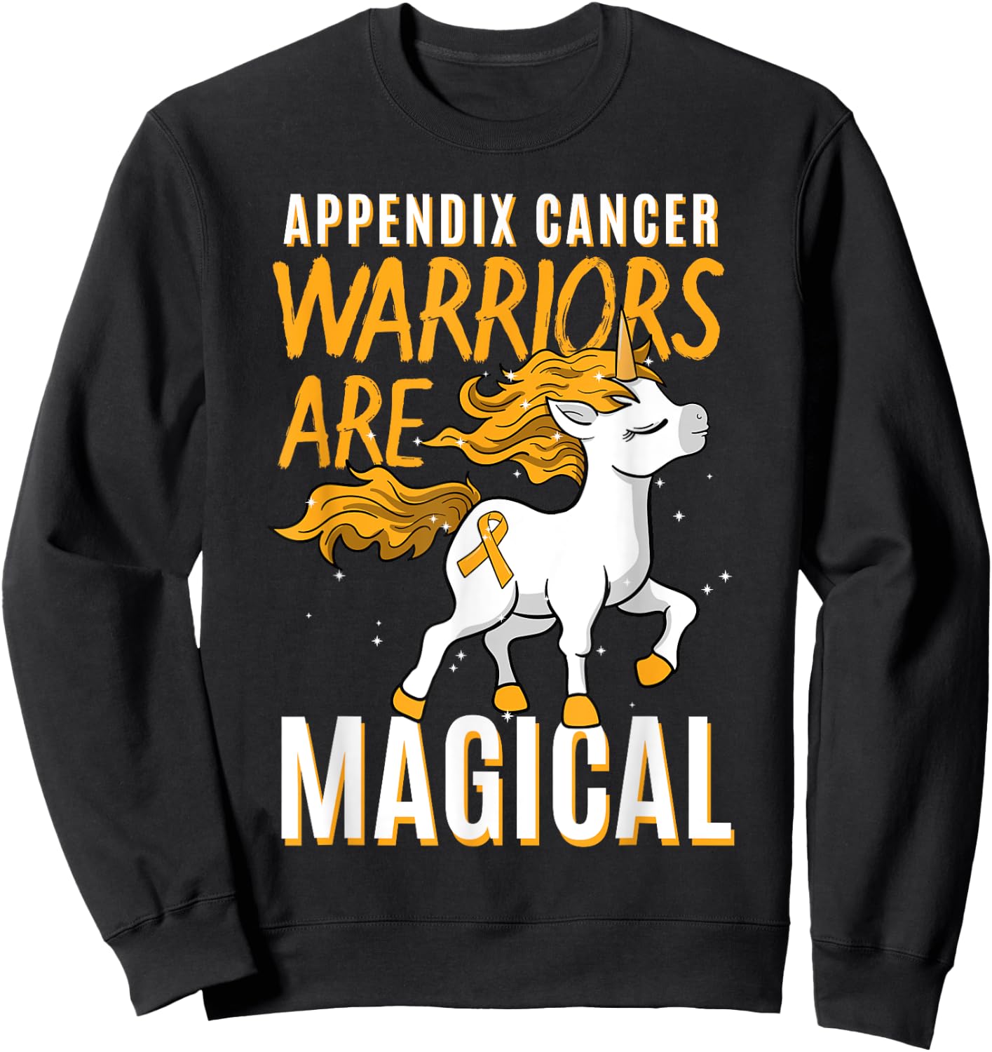 Appendix Cancer Awareness Supporter Fighter Unicorn Lover Sweatshirt - Sweatshirt | Black
