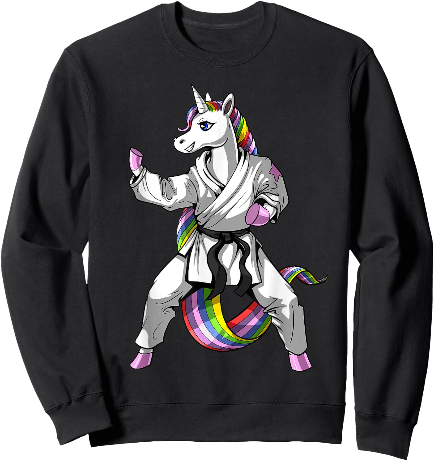 Unicorn Ninja Karate Martial Art Kickboxing Taekwondo Girls Sweatshirt - Sweatshirt | Black