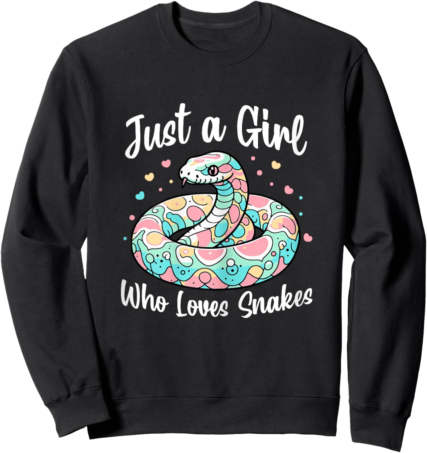 Just A Girl Who Loves Snakes - Cute Snake Pastel Color Art Sweatshirt - Sweatshirt | Black