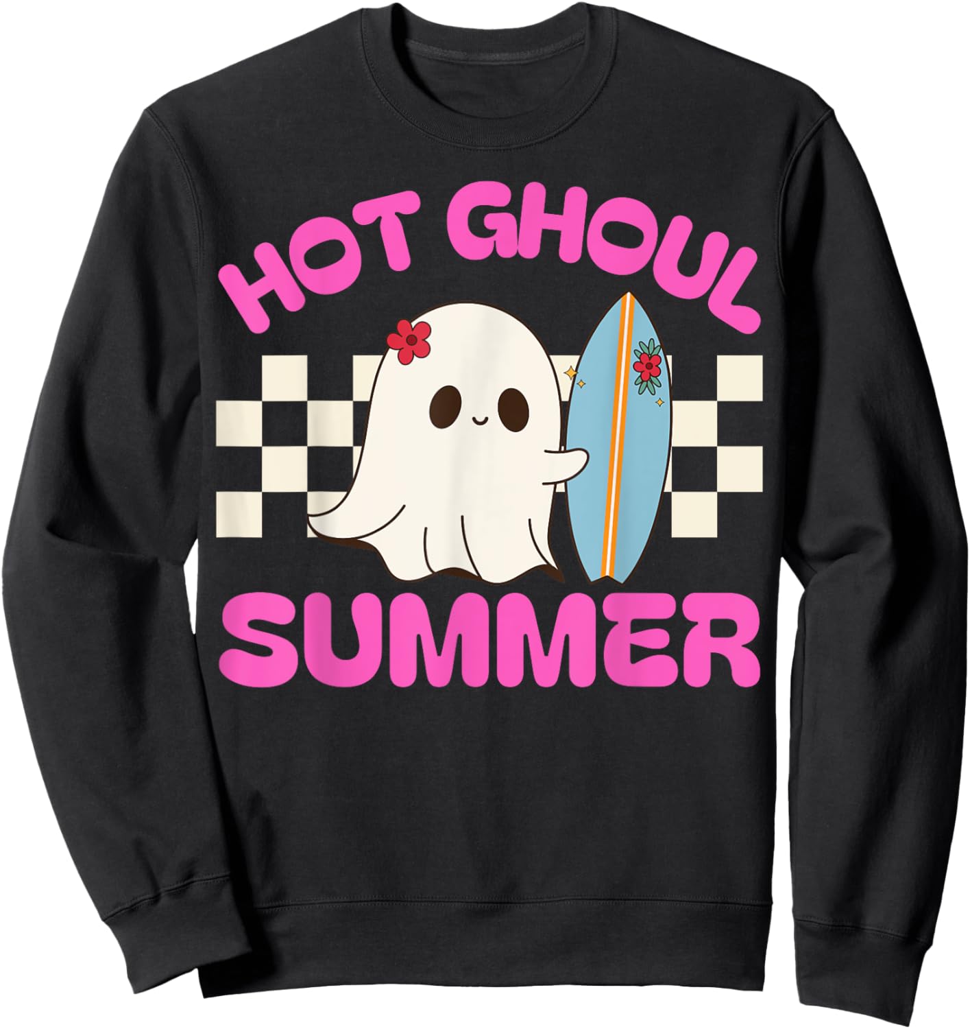 Funny Hot Ghoul Summer Ghost Spooky Beach Halloween Men Women Sweatshirt - Sweatshirt | Black
