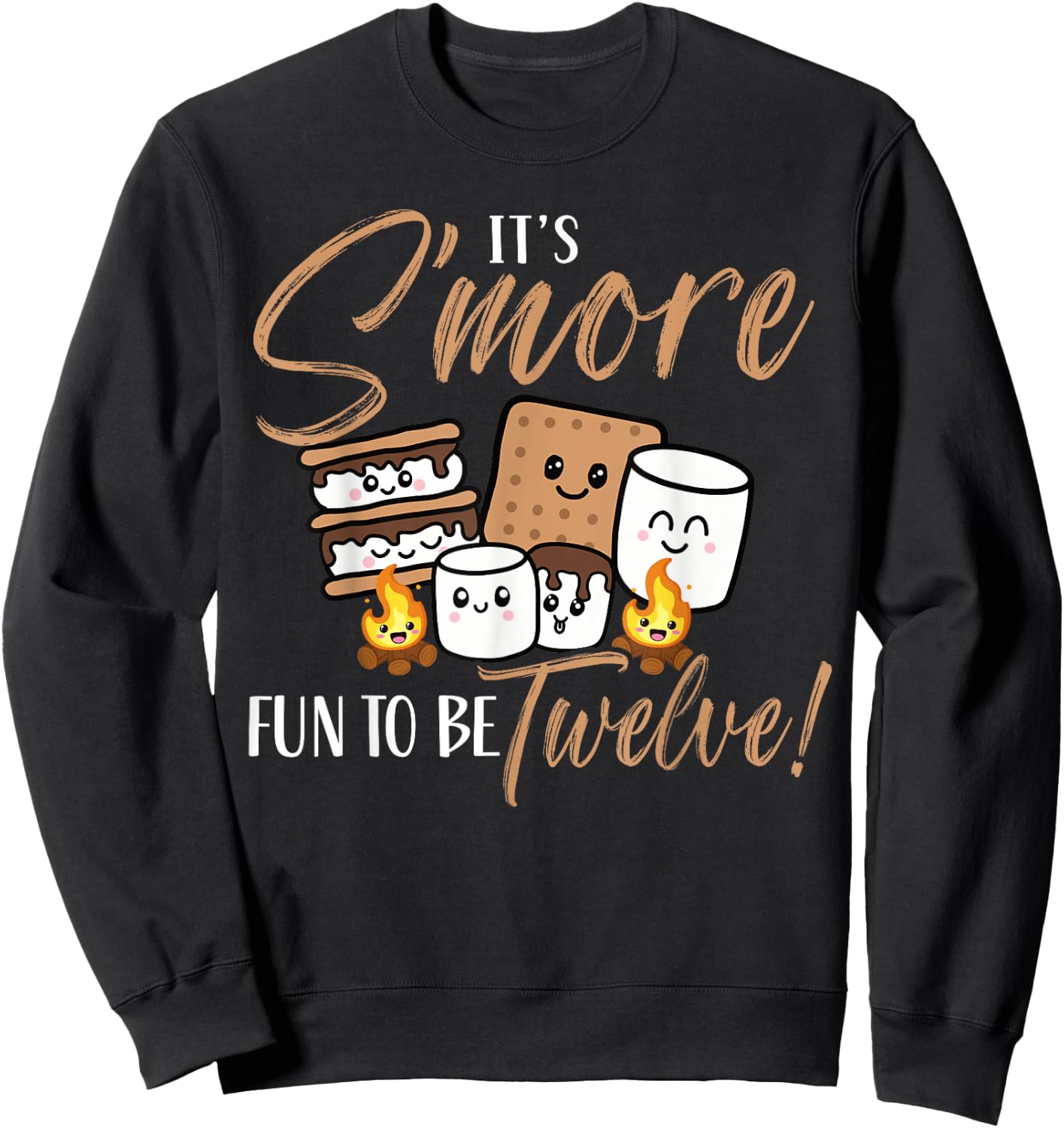 It's Smore Fun To Be 12 Twelve Birthday Campfire Marshmallow Sweatshirt - Sweatshirt | Black