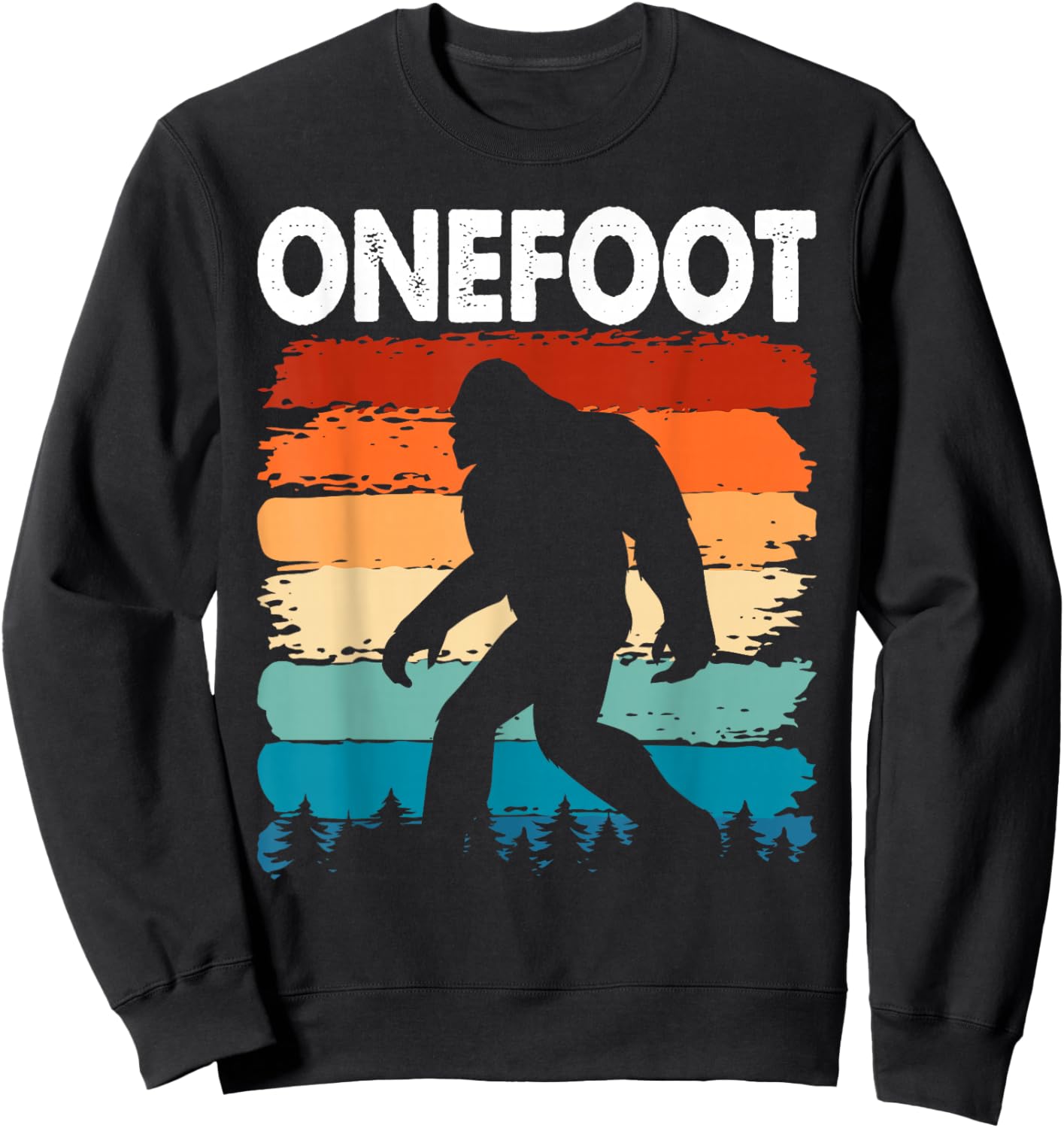 Onefoot | Leg Amputee Recovery Bigfoot | Funny Retro Sunset Sweatshirt - Sweatshirt | Black