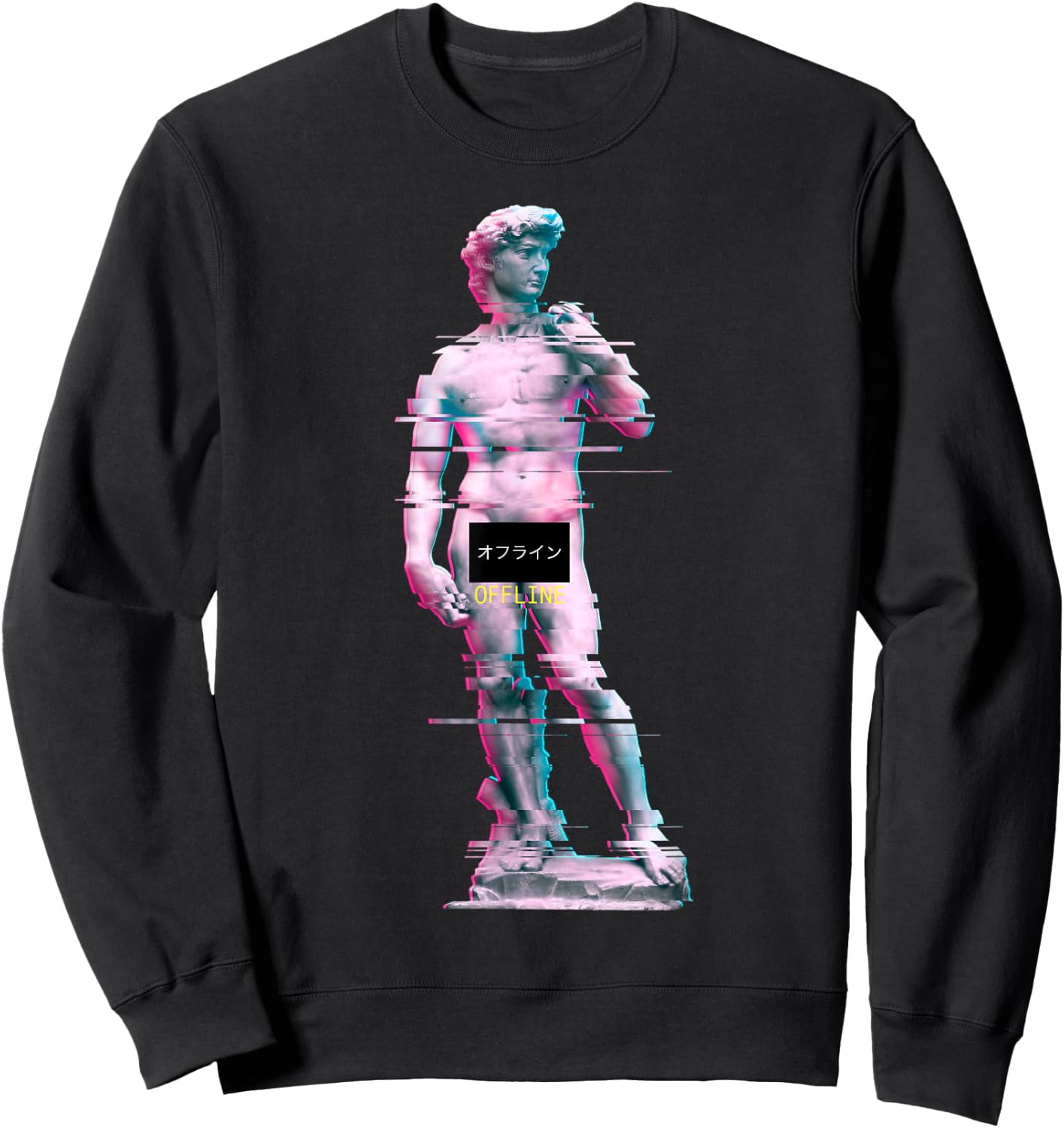 Vaporwave Retro 80s 90s David Statue Glitch Art Sweatshirt - Sweatshirt | Black