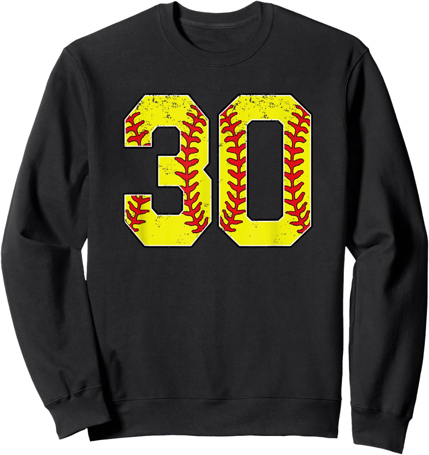 Softball Number 30 Mom Dad Show Support Favorite Player Sweatshirt - Sweatshirt | Black