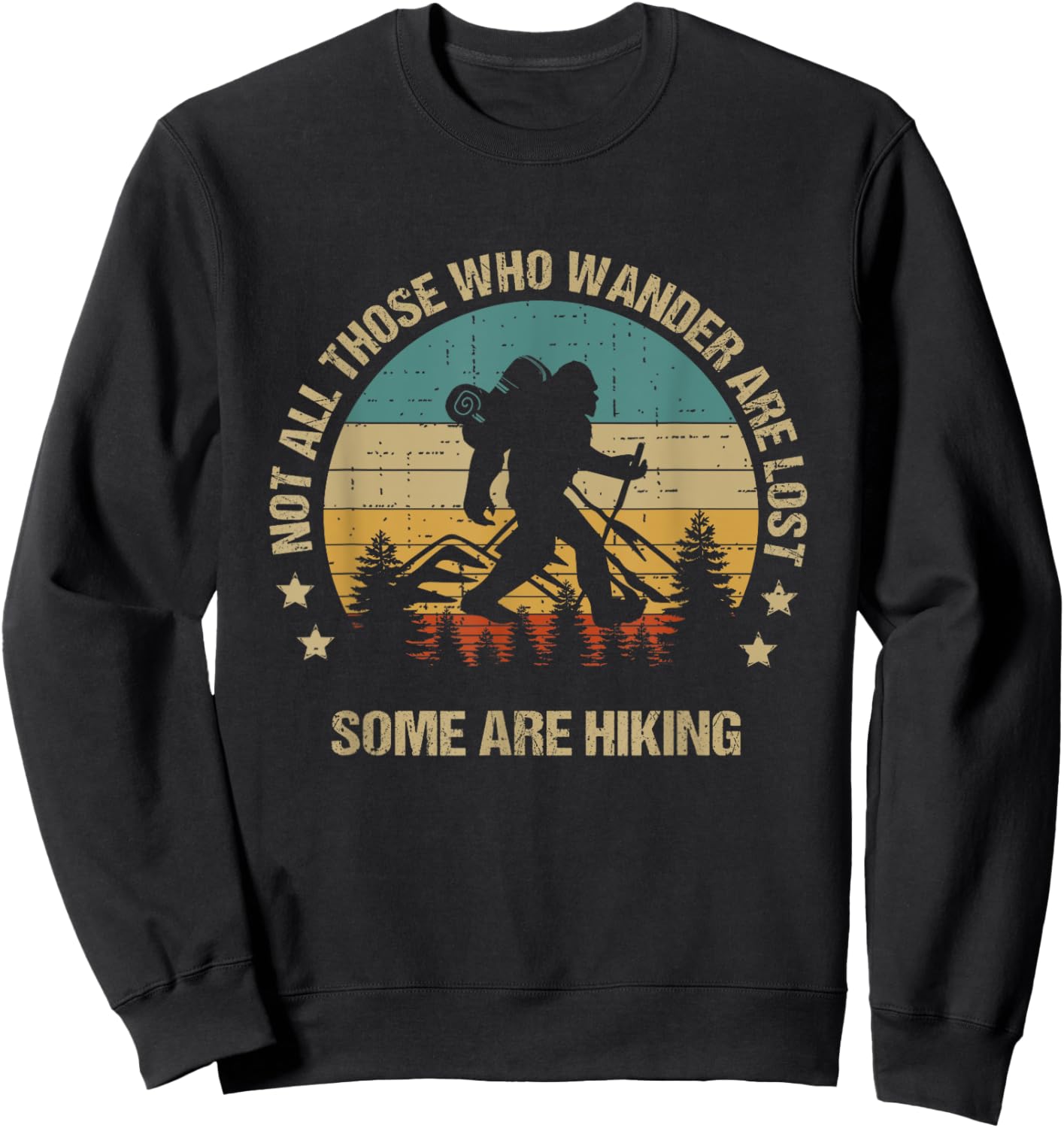 Vintage Bigfoot Funny Hiker Hiking Outdoor Sweatshirt - Sweatshirt | Black