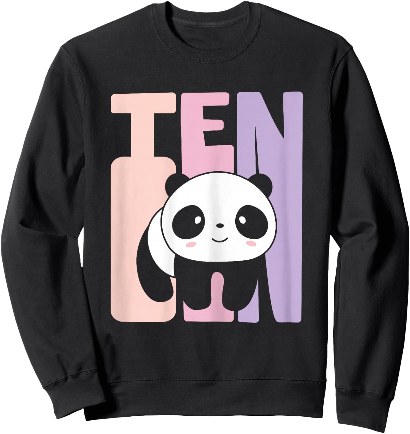 10th Birthday Girl Cute Panda Panda Bear 10 Years Old Sweatshirt - Sweatshirt | Black