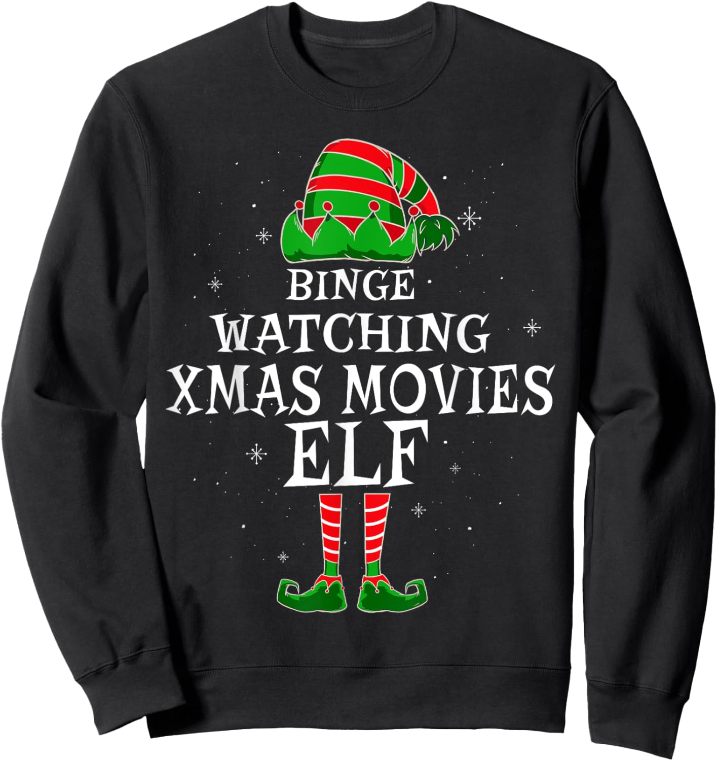 Binge Watching Xmas Movies Elf Matching Family Christmas Sweatshirt - Sweatshirt | Black
