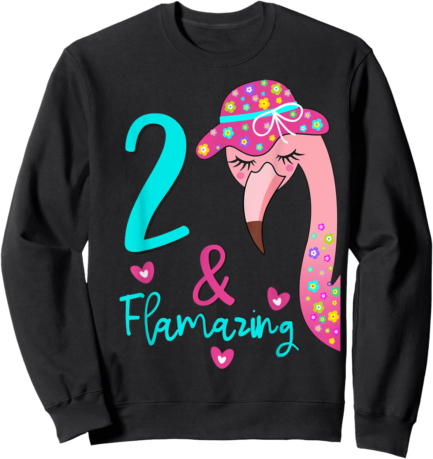 Flamingo 2nd Birthday Gift Two Year Old Toddler/Kids Sweatshirt - Sweatshirt | Black
