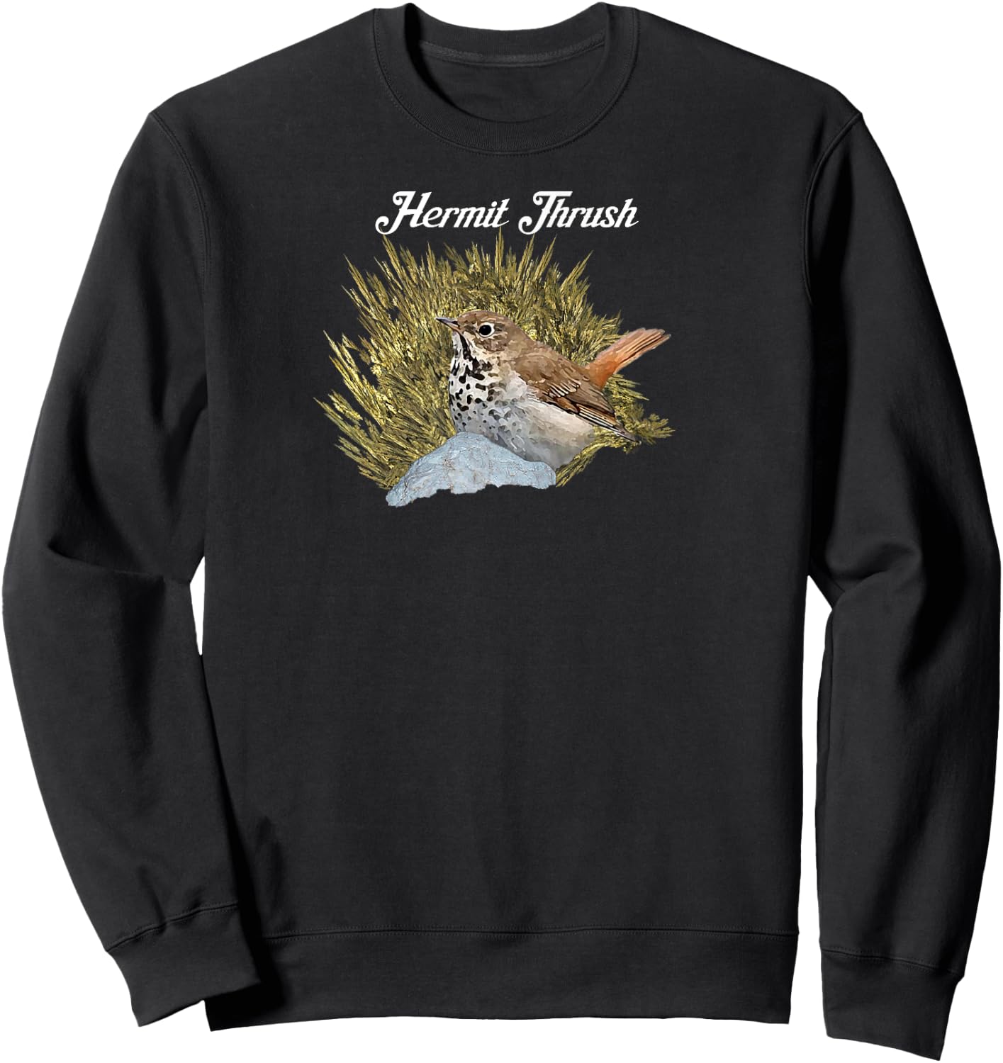 Hermit Thrush. Fractal. Sweatshirt - Sweatshirt | Black