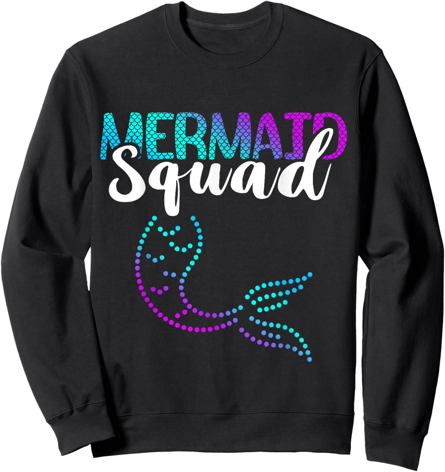 Mermaid Squad Tail Clamshell Sea Creature Aqua Marine Sweatshirt - Sweatshirt | Black