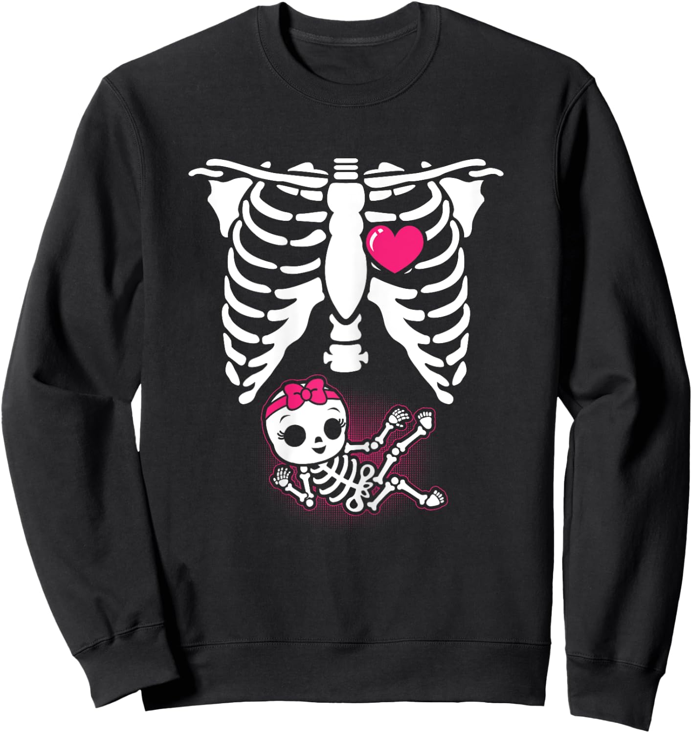 Halloween Skeleton Pregnancy Baby Girl X-Ray Funny Pregnant Sweatshirt - Sweatshirt | Black