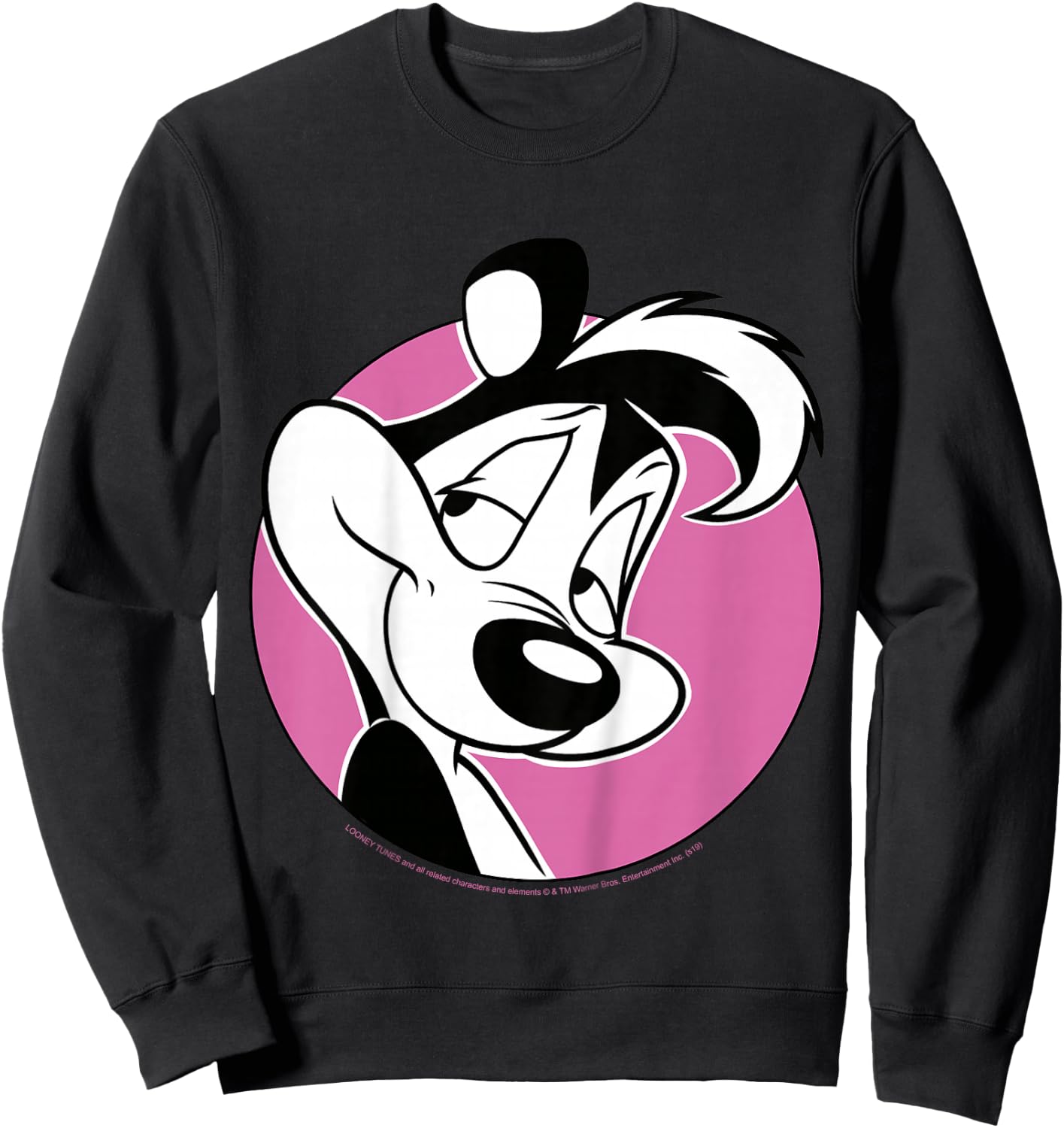 Kids Looney Tunes Pepe Le Pew Pink Circle Portrait Sweatshirt - Sweatshirt | Black