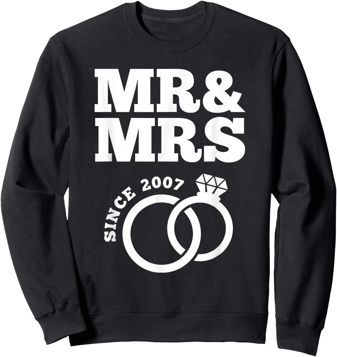 16th Wedding Anniversary Husband Wife Mr. & Mrs. Since 2007 Sweatshirt - Sweatshirt | Black