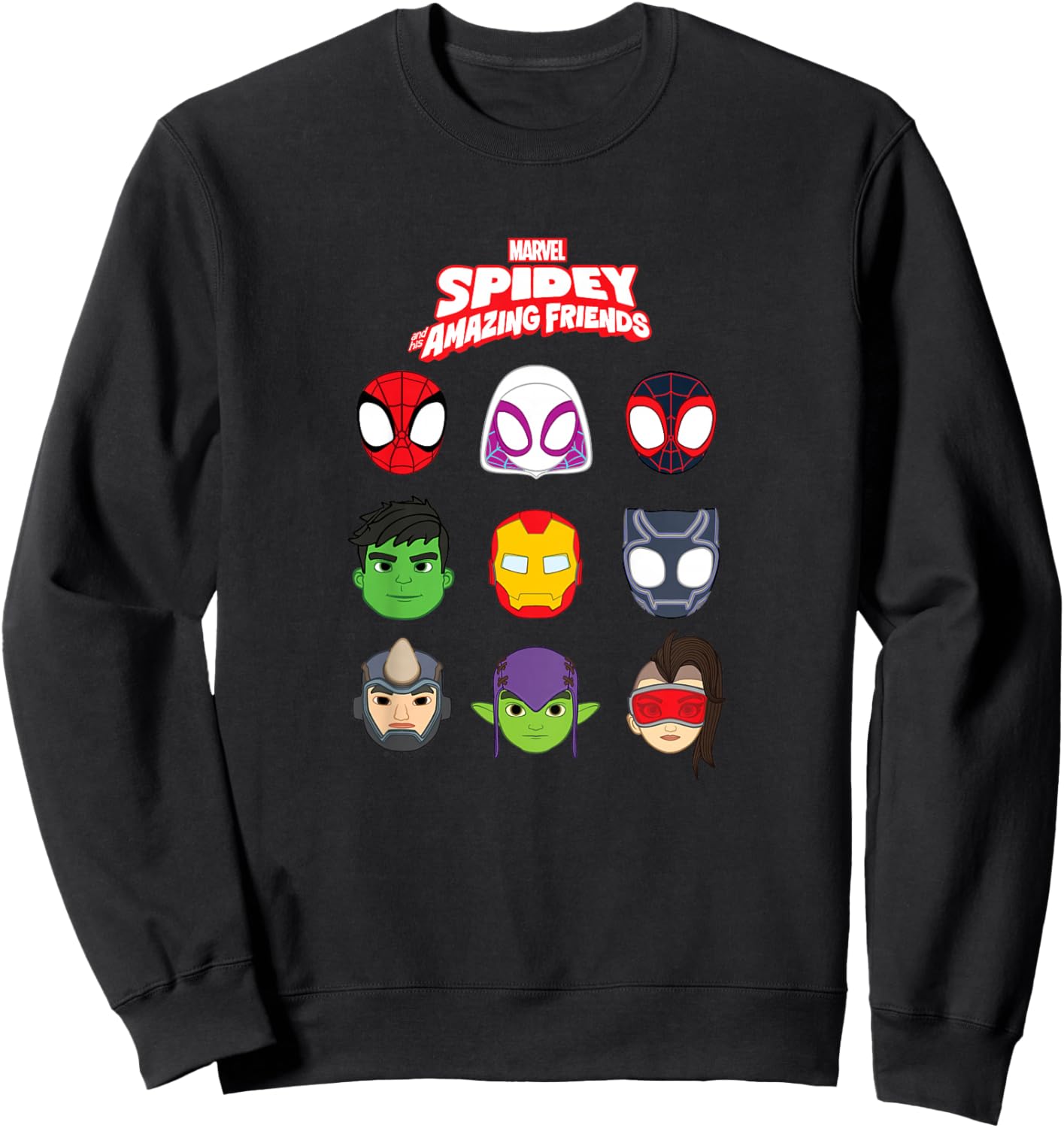 Kids Spidey And His Amazing Friends - Faces Grid Sweatshirt - Sweatshirt | Black
