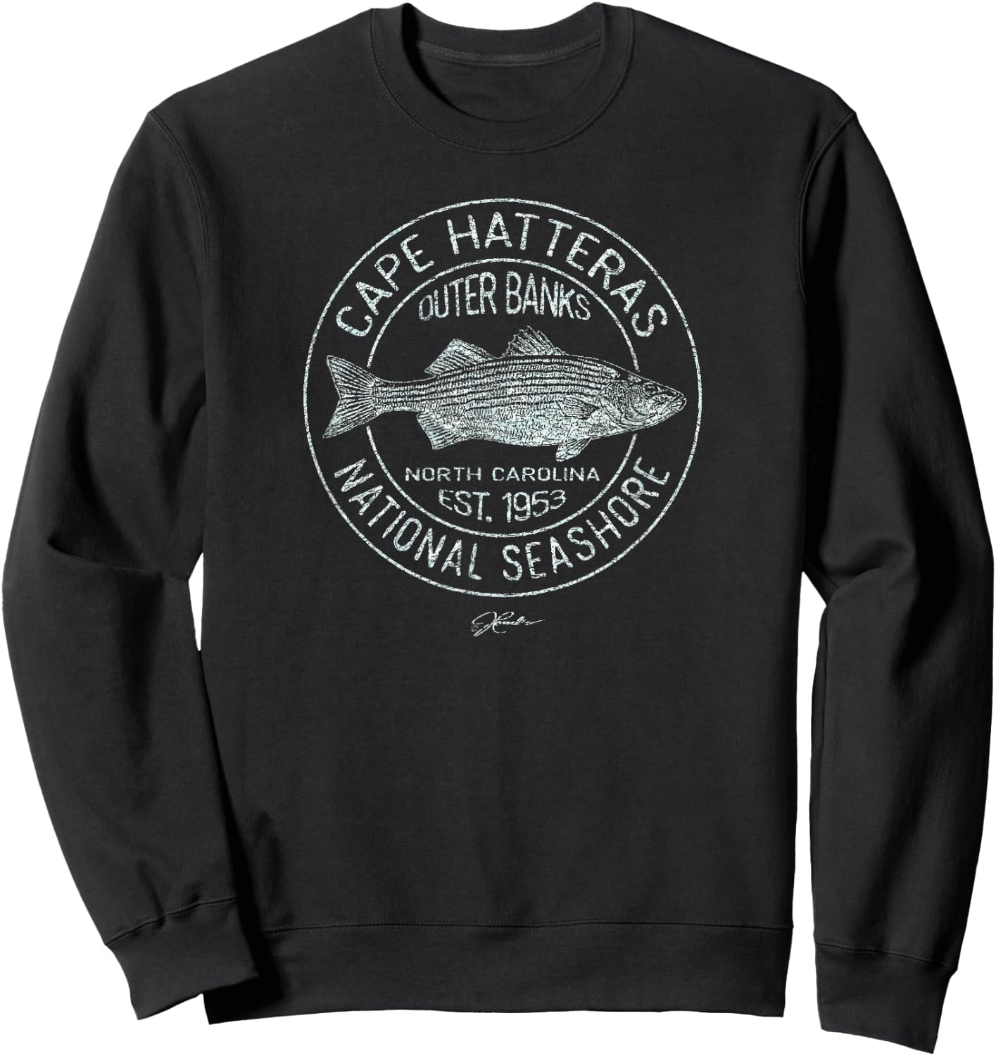JCombs: Cape Hatteras National Seashore, NC Striped Bass Sweatshirt - Sweatshirt | Black