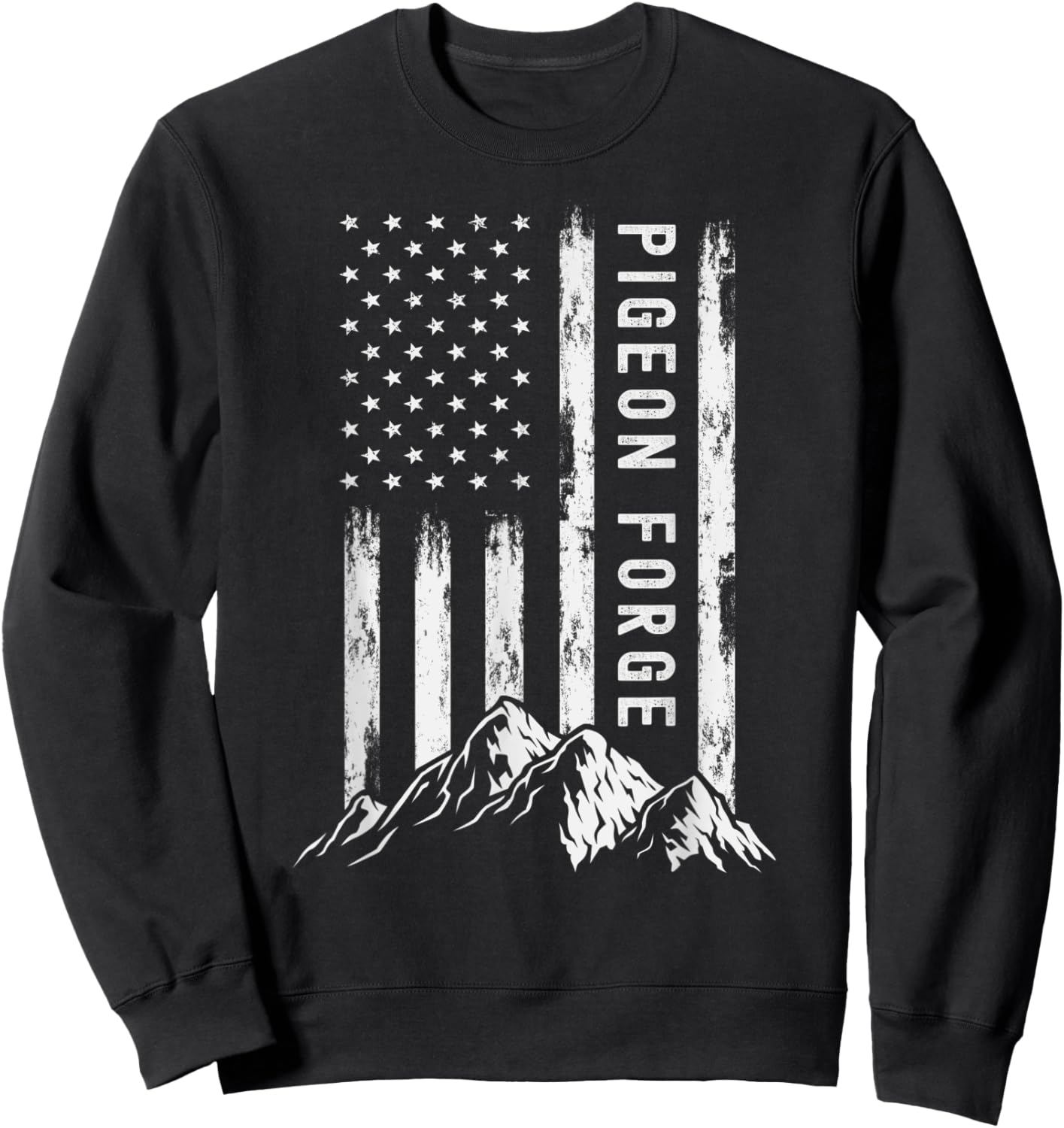 Patriotic Outdoors Smoky Mountains Tennessee Pigeion Forge Women Kids Men Sweatshirt - Sweatshirt | Black