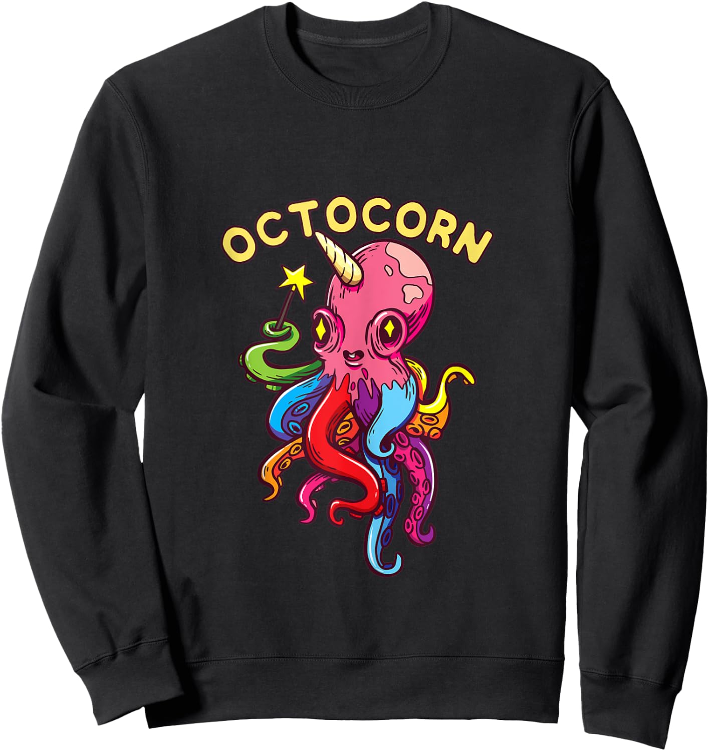 Octocorn Octopus Unicorn - Cute Magical Devil Fish Sweatshirt - Sweatshirt | Black