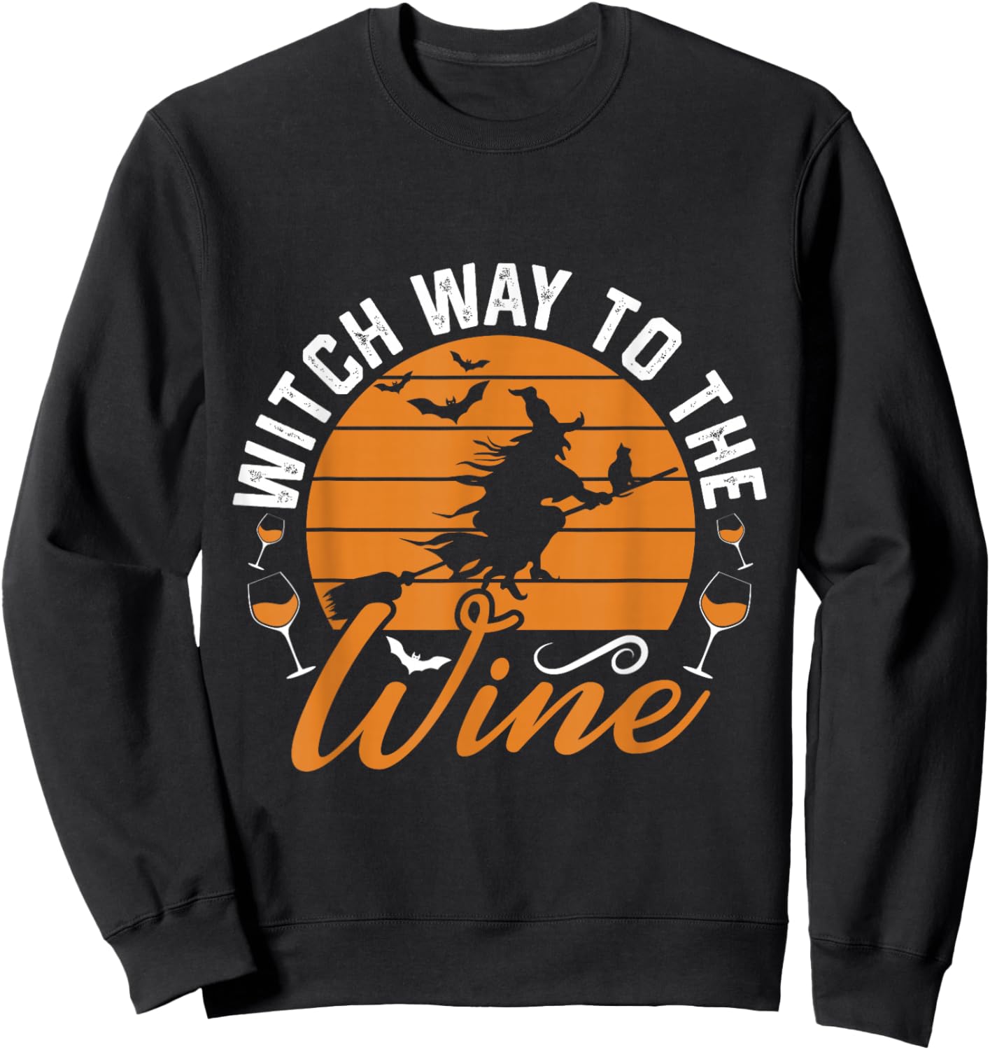 Witch Way to The Wine Halloween Party Costume Sweatshirt - Sweatshirt | Black