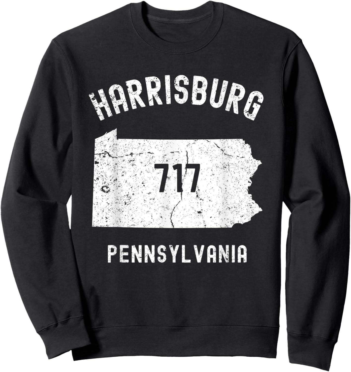 Harrisburg Pennsylvania PA 717 Vintage Athletic Style Sweatshirt - Sweatshirt | Black