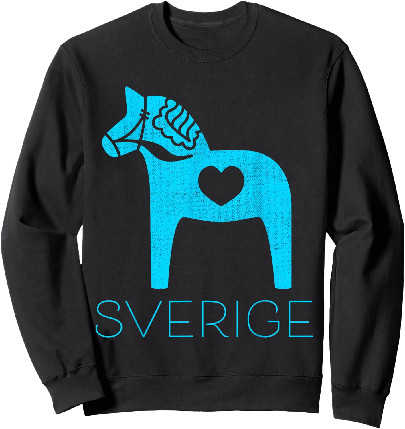 Sverige Sweden Swedish Blue Dala Horse Heart Dalecarlian Sweatshirt - Sweatshirt | Black