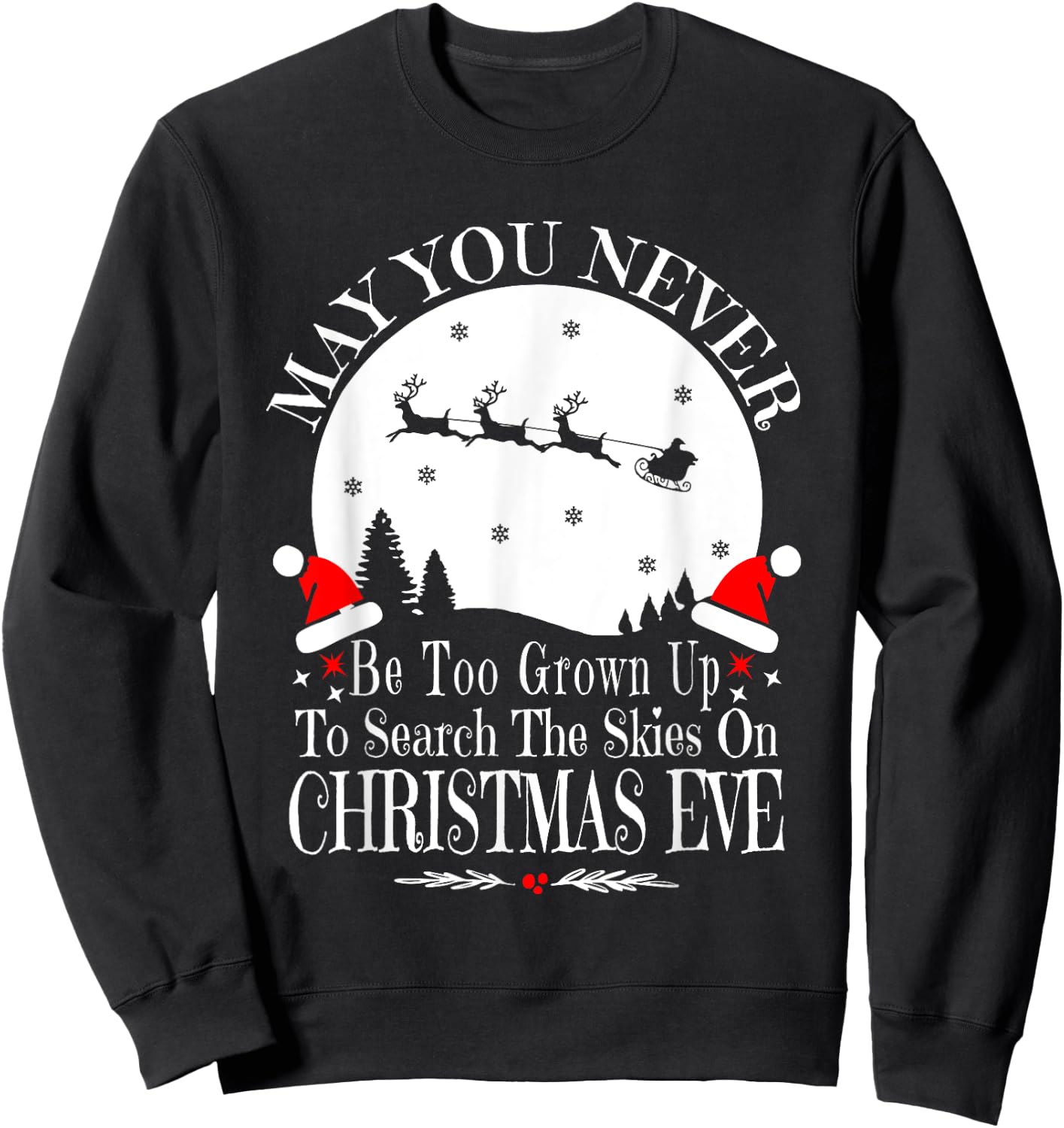 May You Never Be Too Grown Up Search The Skies Christmas Eve Sweatshirt - Sweatshirt | Black