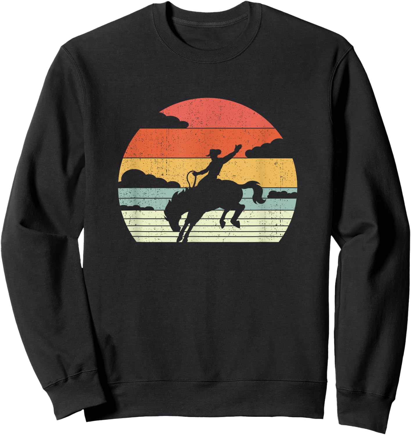 Retro Cowboy Horse Riding - Vintage Horseman Rodeo Sweatshirt - Sweatshirt | Black