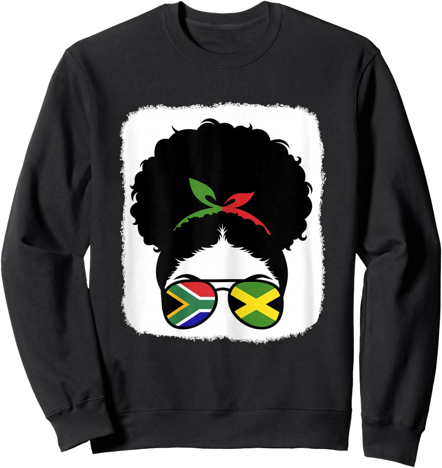 South Africa and Jamaica Mix Half South African Jamaican Sweatshirt - Sweatshirt | Black