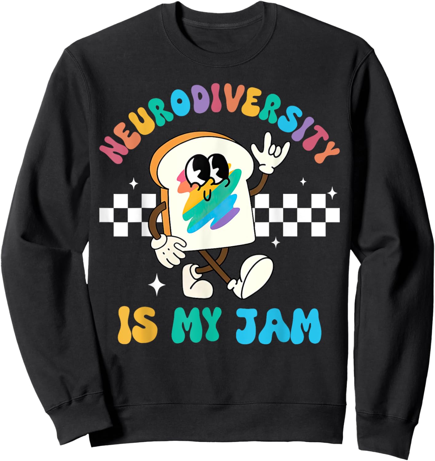 Retro Neurodiversity Is My Jam ADHD Autism Awareness Support Sweatshirt - Sweatshirt | Black