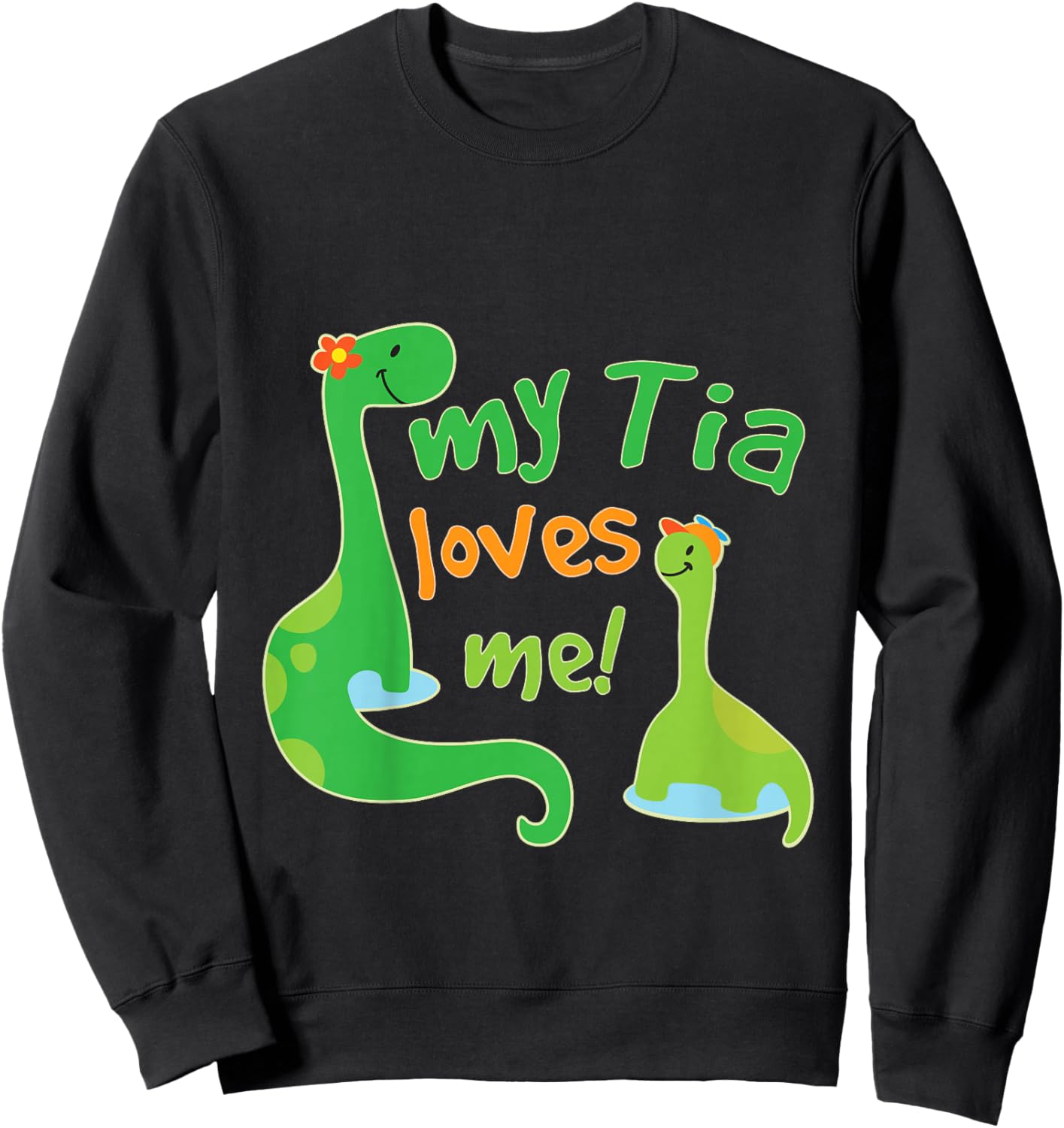Kids My Tia Loves Me Nephew Dinosaur Sweatshirt - Sweatshirt | Black