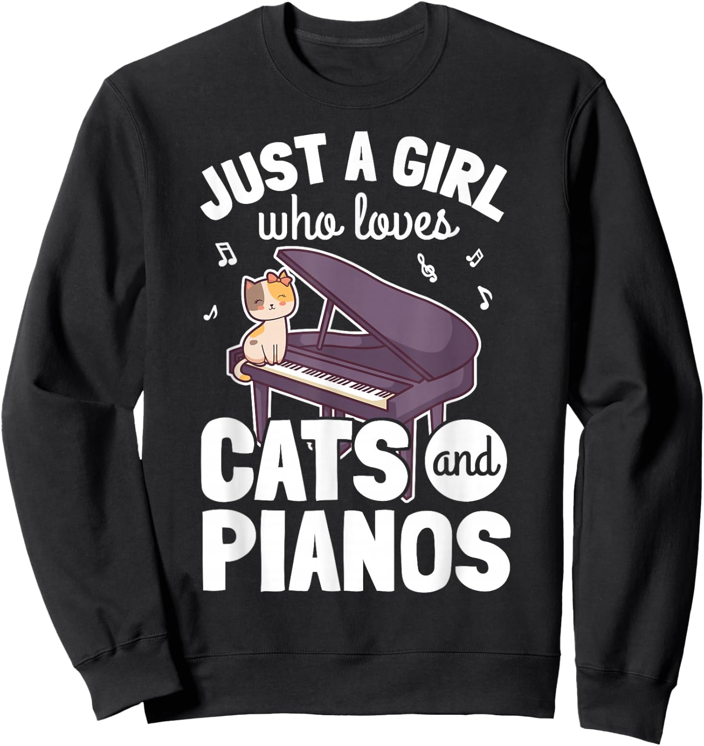 Piano Player Pianist Piano Musician I Cat Sweatshirt - Sweatshirt | Black