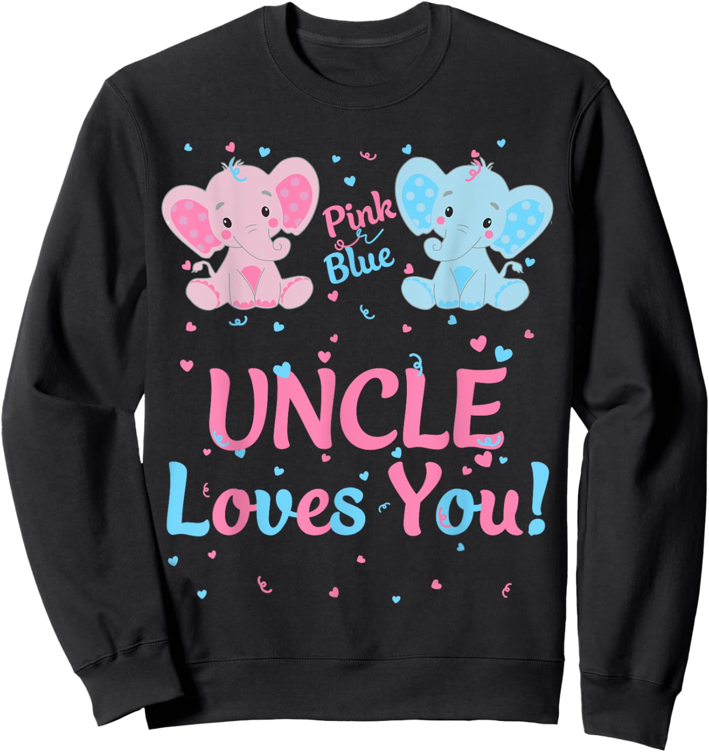 Uncle Gender Reveal Elephant Pink or Blue Matching Family Sweatshirt - Sweatshirt | Black