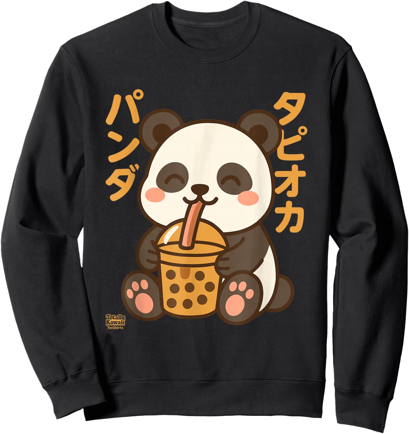Bubble Tea Panda Boba Kawaii Tapioka Anime Cute Sweatshirt - Sweatshirt | Black