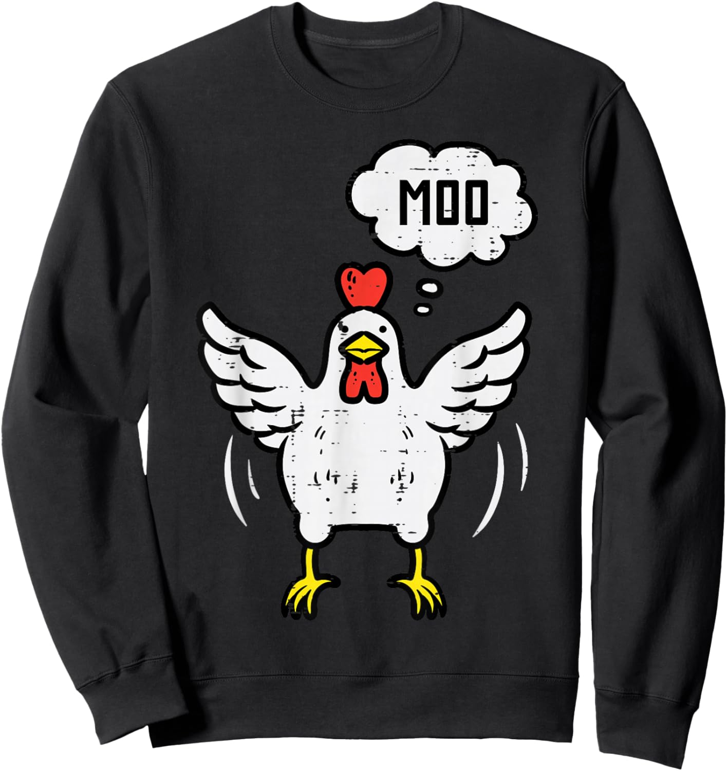 Chicken Cow Moo Funny Farm Animal Hen Farmer Men Women Kids Sweatshirt - Sweatshirt | Black