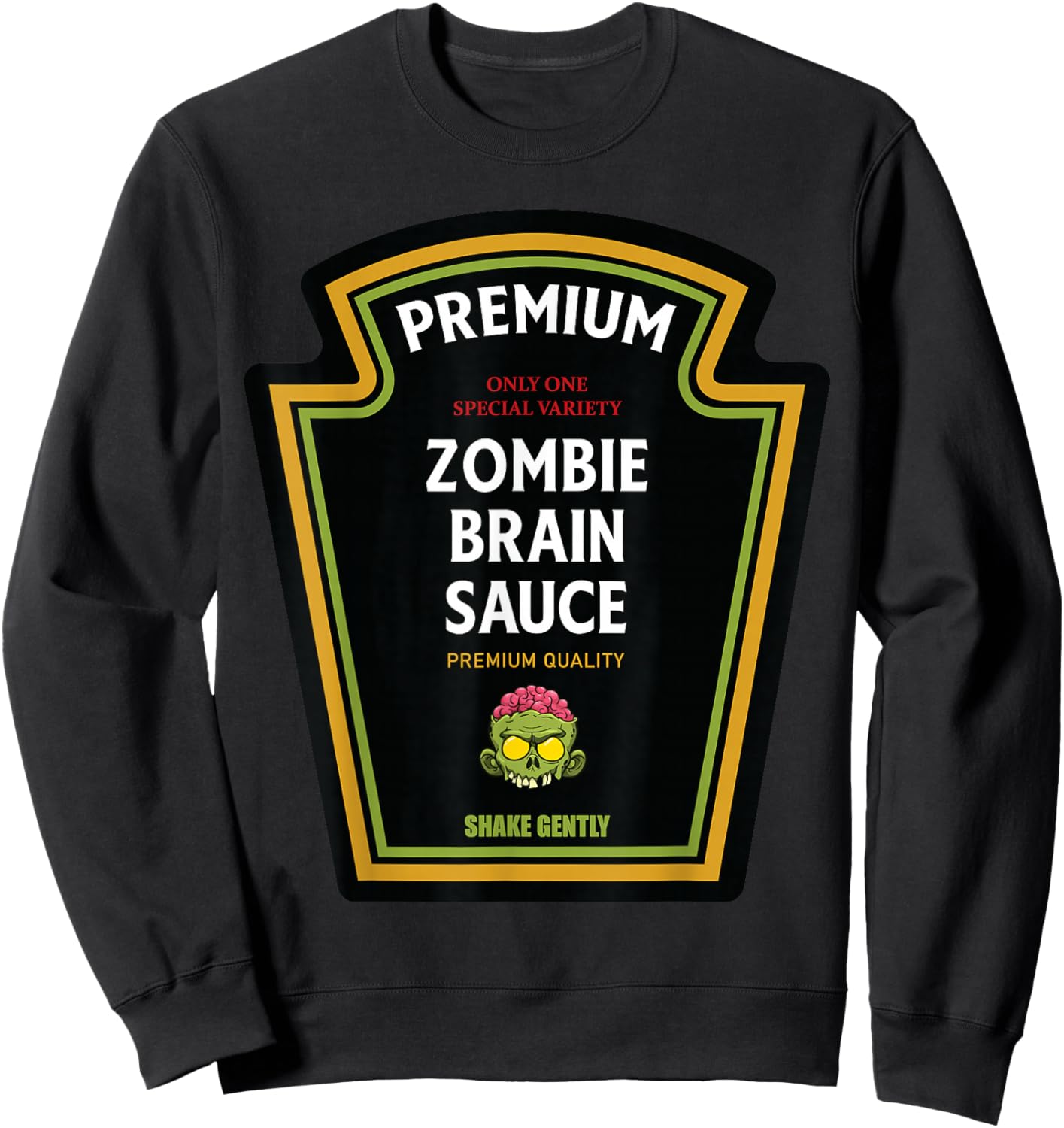 Zombie Brain Sauce 2024 Halloween Ketchup Matching Costume Sweatshirt - Sweatshirt | Black