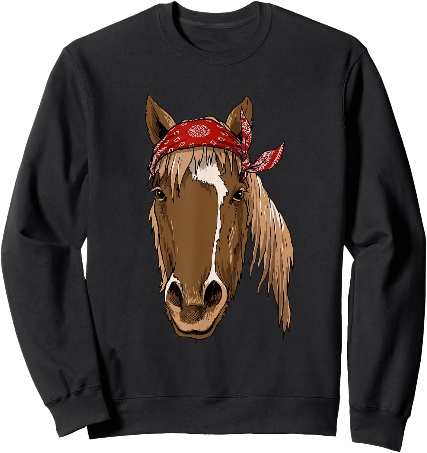 Horse Bandana Shirt for Horseback Riding Horse Lover Sweatshirt - Sweatshirt | Black
