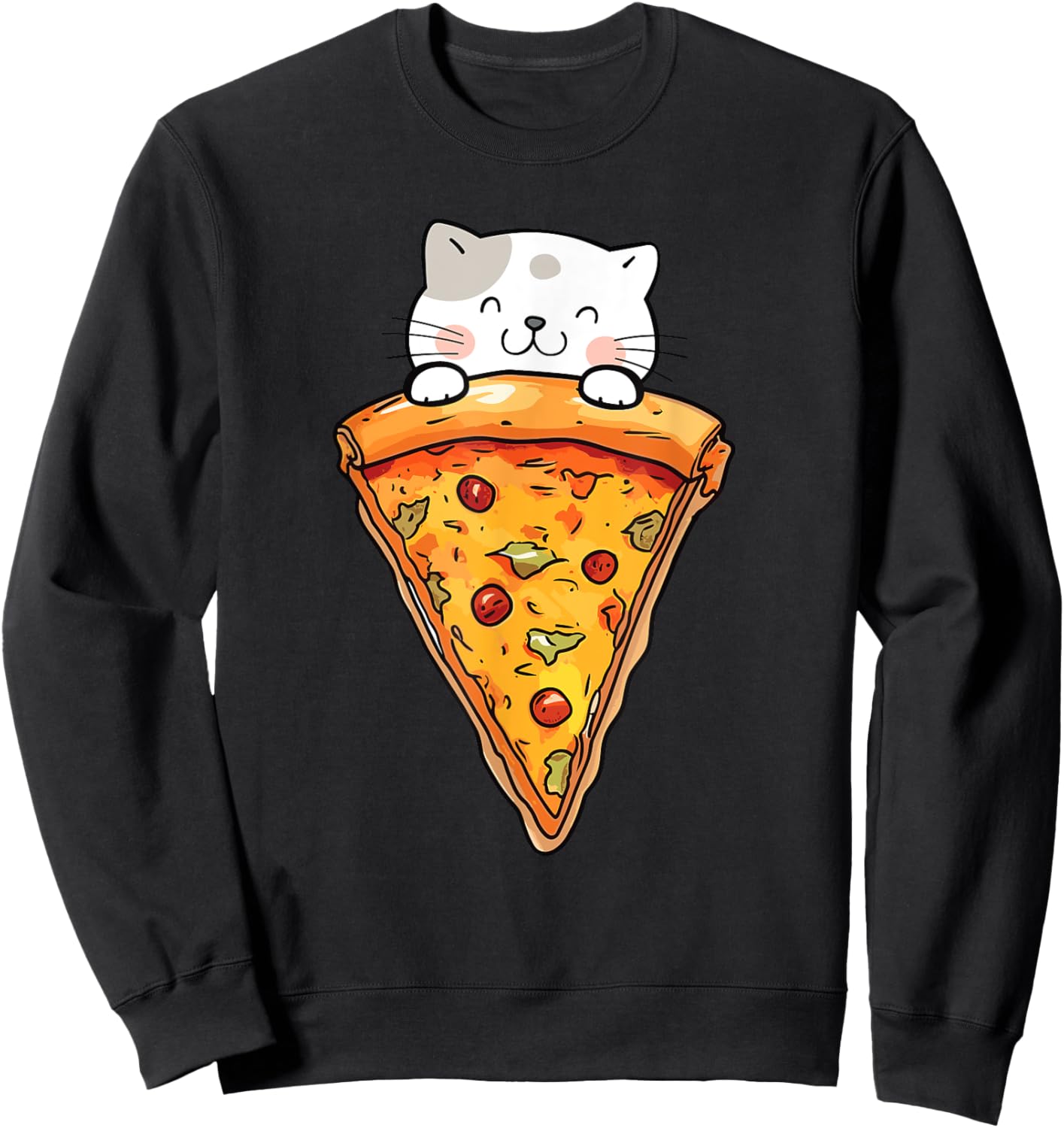 Cute Cat With Pizza Slice - Food Lover Pizza Baker Sweatshirt - Sweatshirt | Black