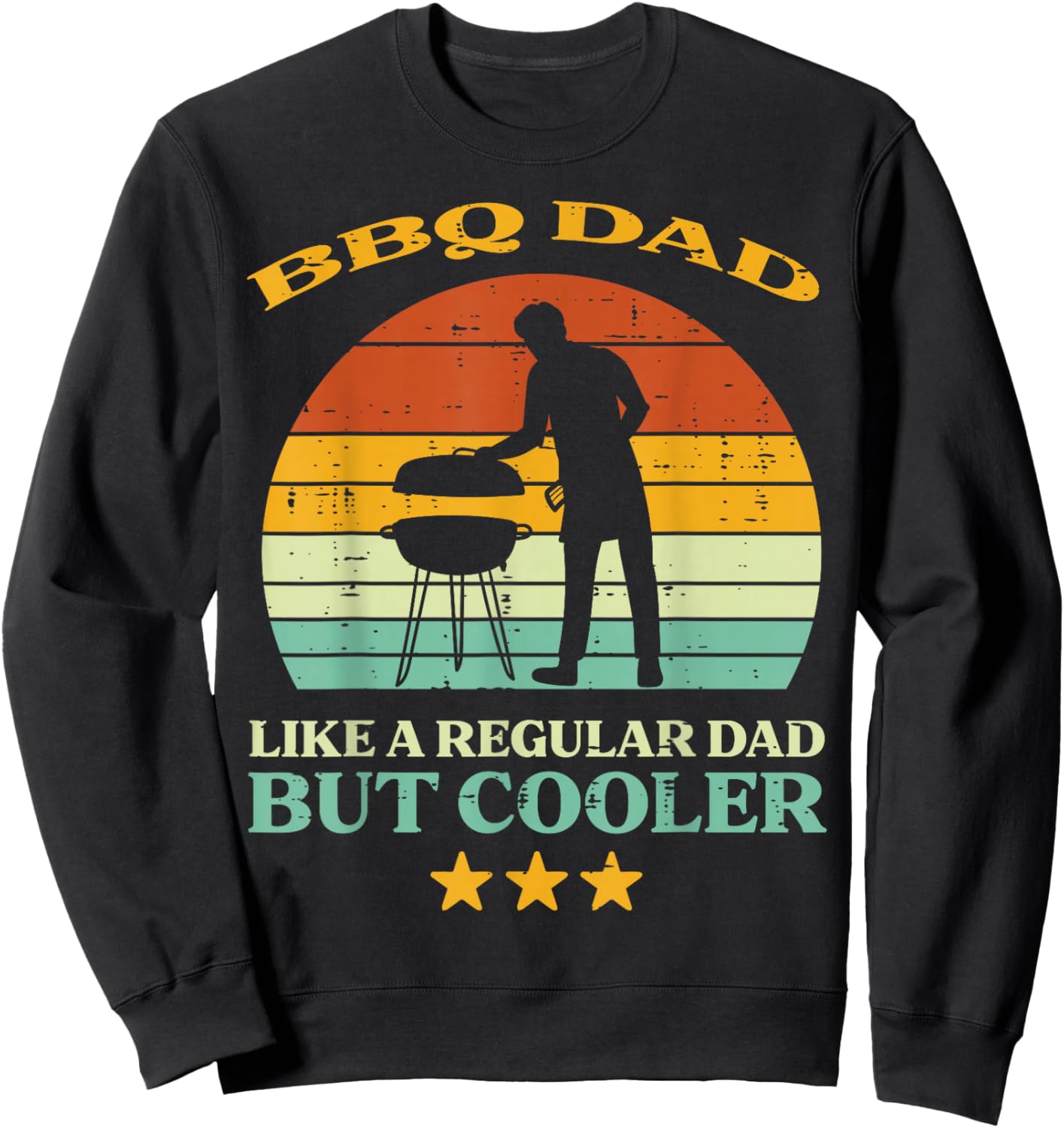 Bbq Dad Cooler Retro Barbecue Grill Fathers Day Daddy Papa Sweatshirt - Sweatshirt | Black