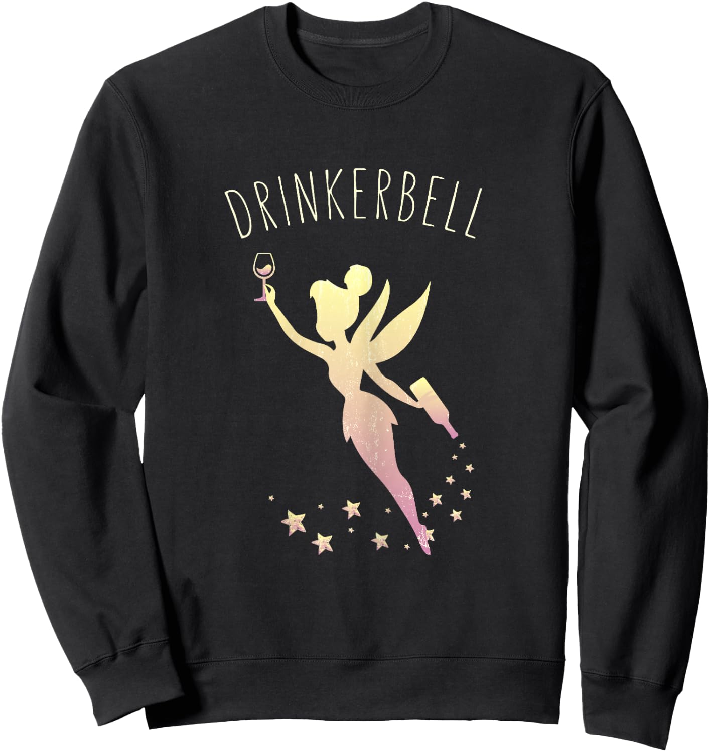 Drinkerbell Fairy Stars Cute Wine Drinking Sweatshirt - Sweatshirt | Black