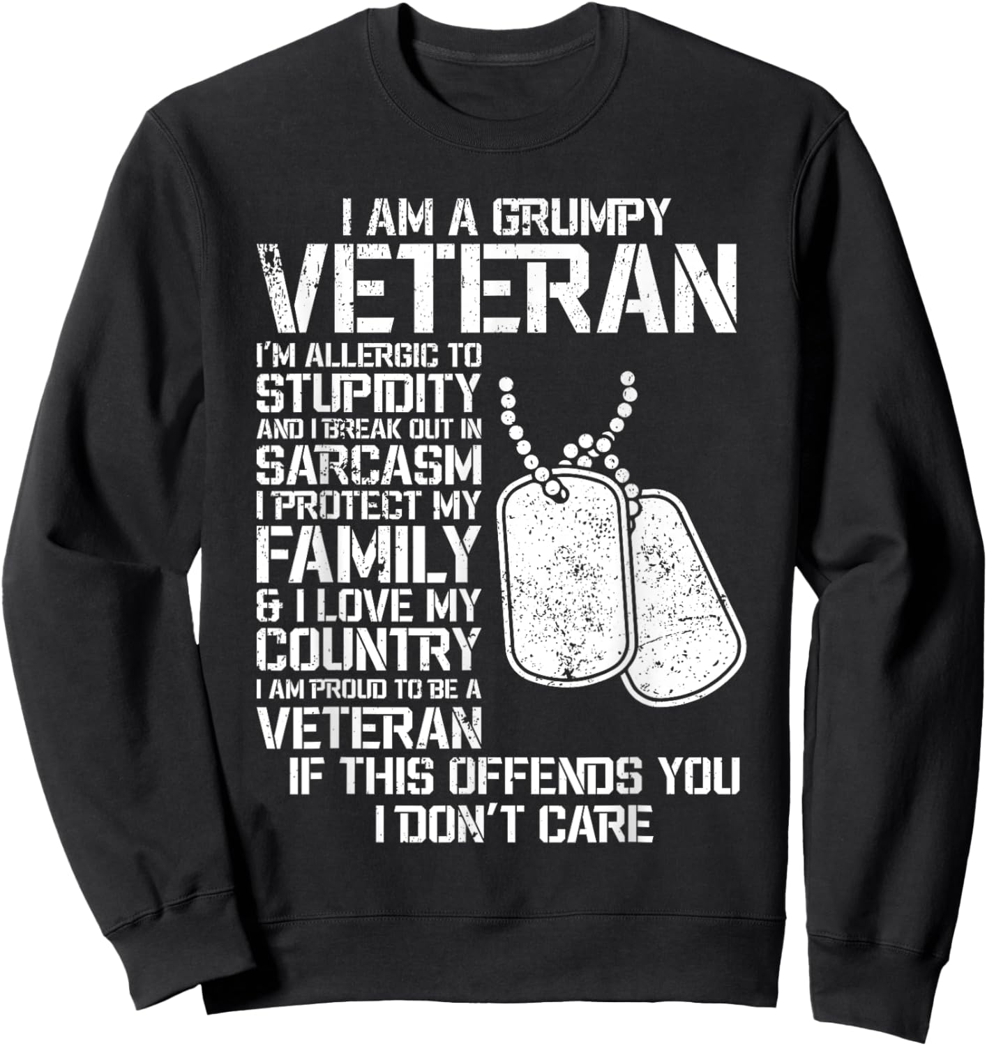 I'm A Grumpy Old Veteran Fathers Day Papa Veterans Day Sweatshirt - Sweatshirt | Black