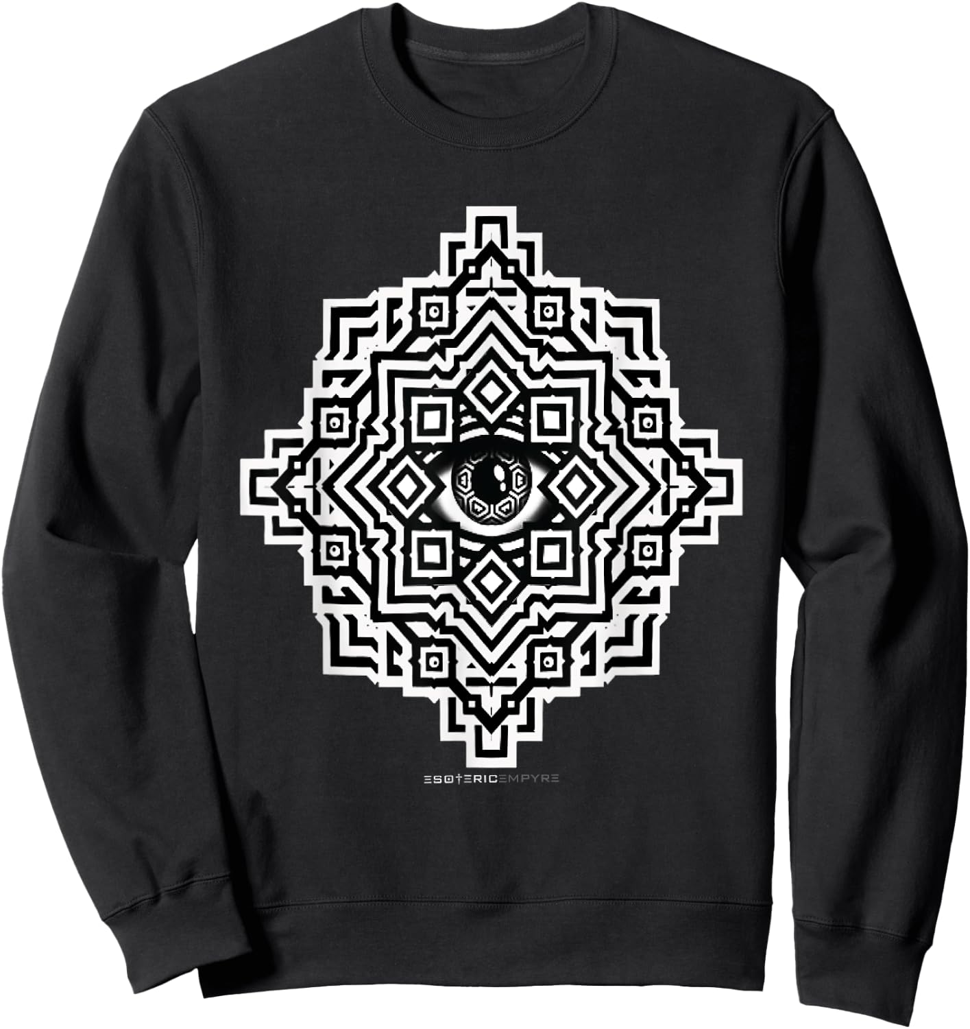 Sacred Geometry Eye Optical Illusion Trippy Sweatshirt - Sweatshirt | Black