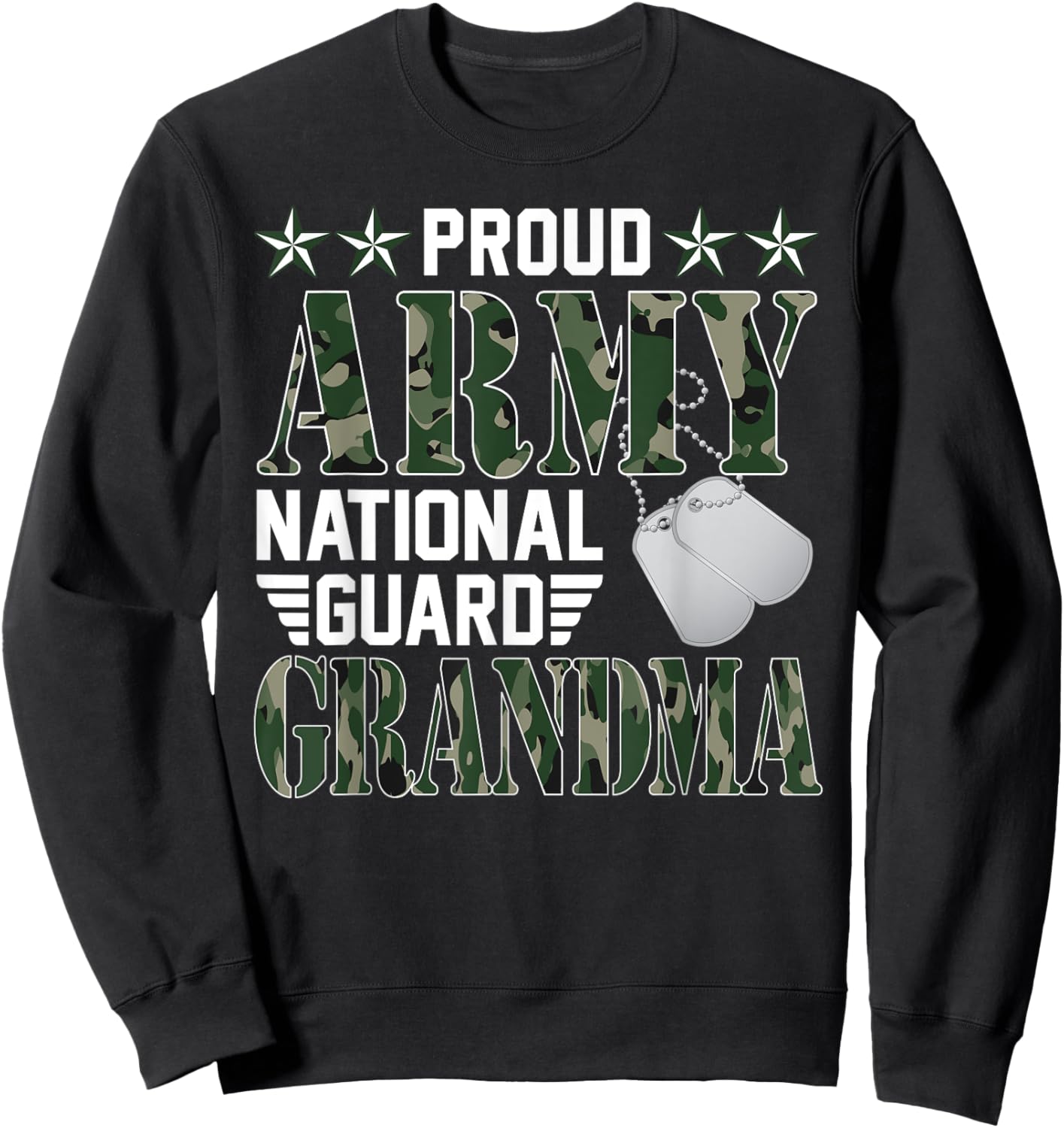 Proud Army National Guard Grandma Military Family Veteran Sweatshirt - Sweatshirt | Black