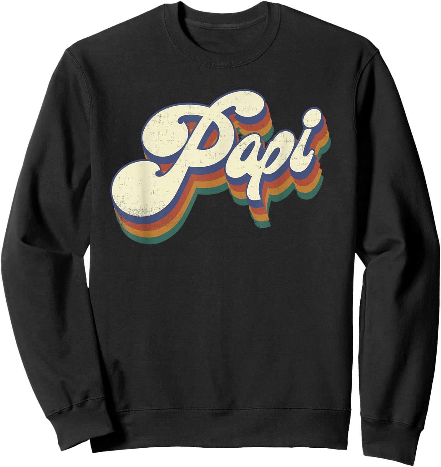 Papi Gifts Retro Vintage Father's Day Papi Sweatshirt - Sweatshirt | Black